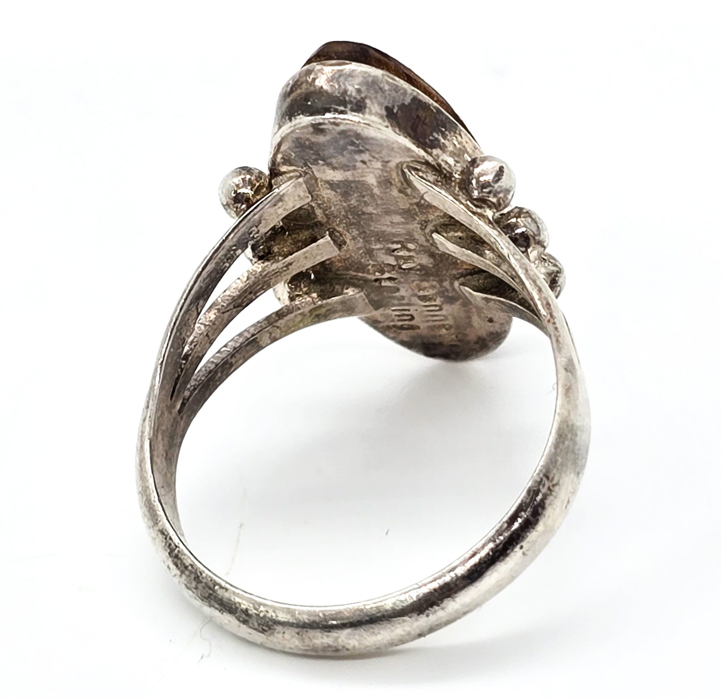 Ray Bennett Navajo Wooden Double Split shank vintage sterling silver ring size 9
