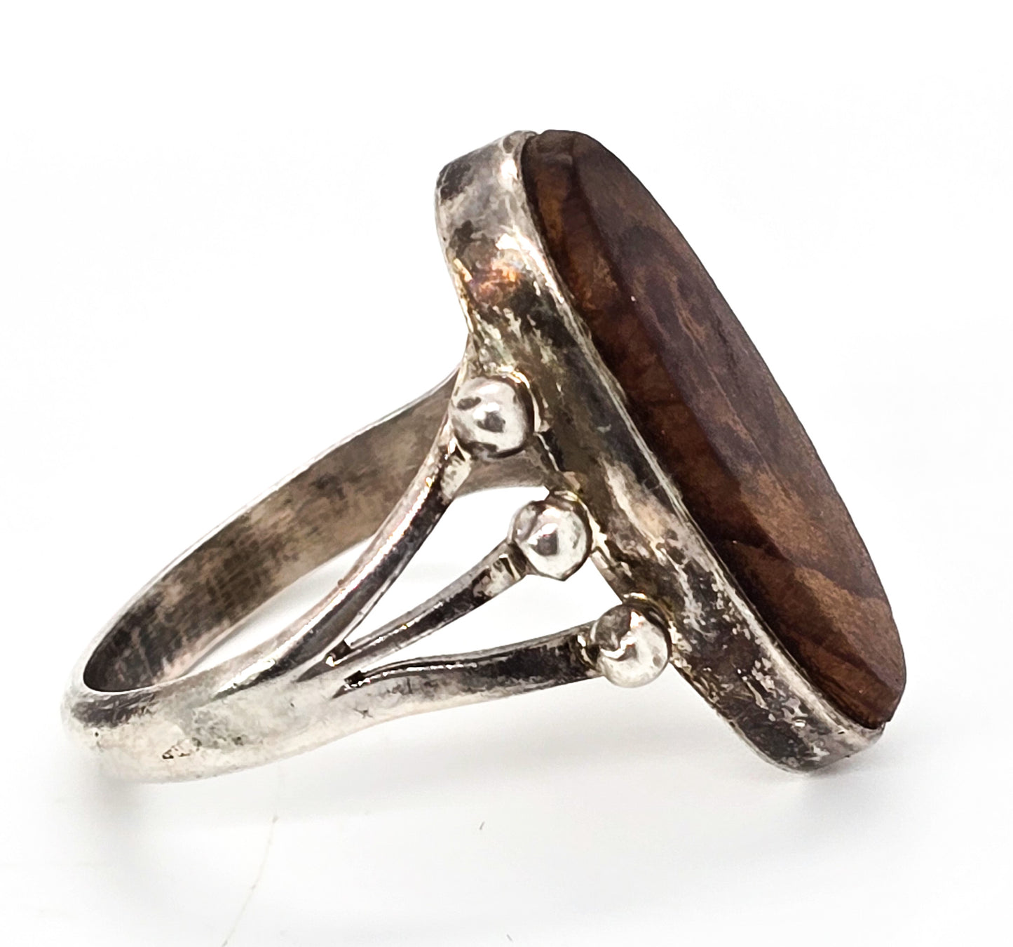 Ray Bennett Navajo Wooden Double Split shank vintage sterling silver ring size 9