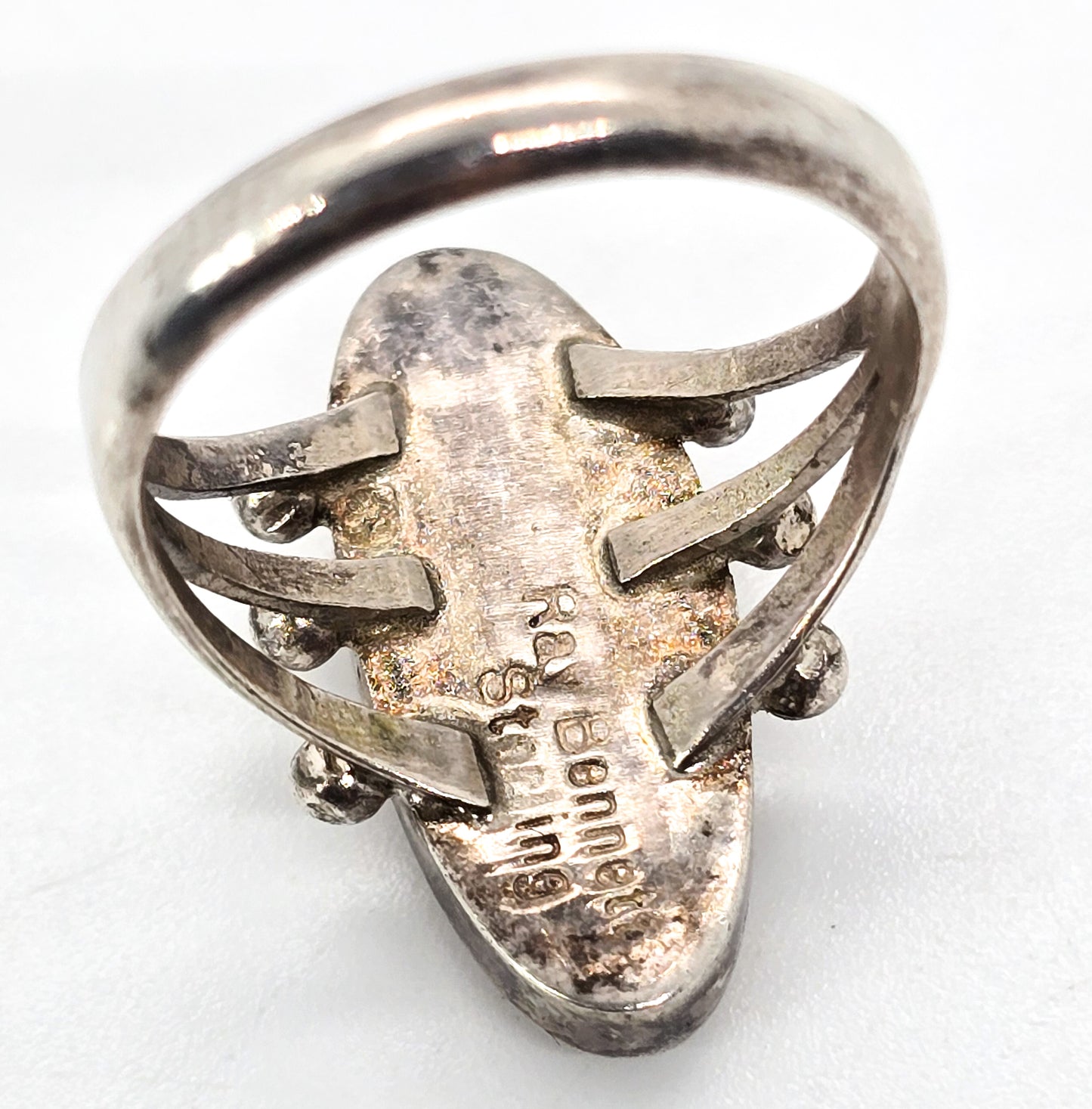 Ray Bennett Navajo Wooden Double Split shank vintage sterling silver ring size 9