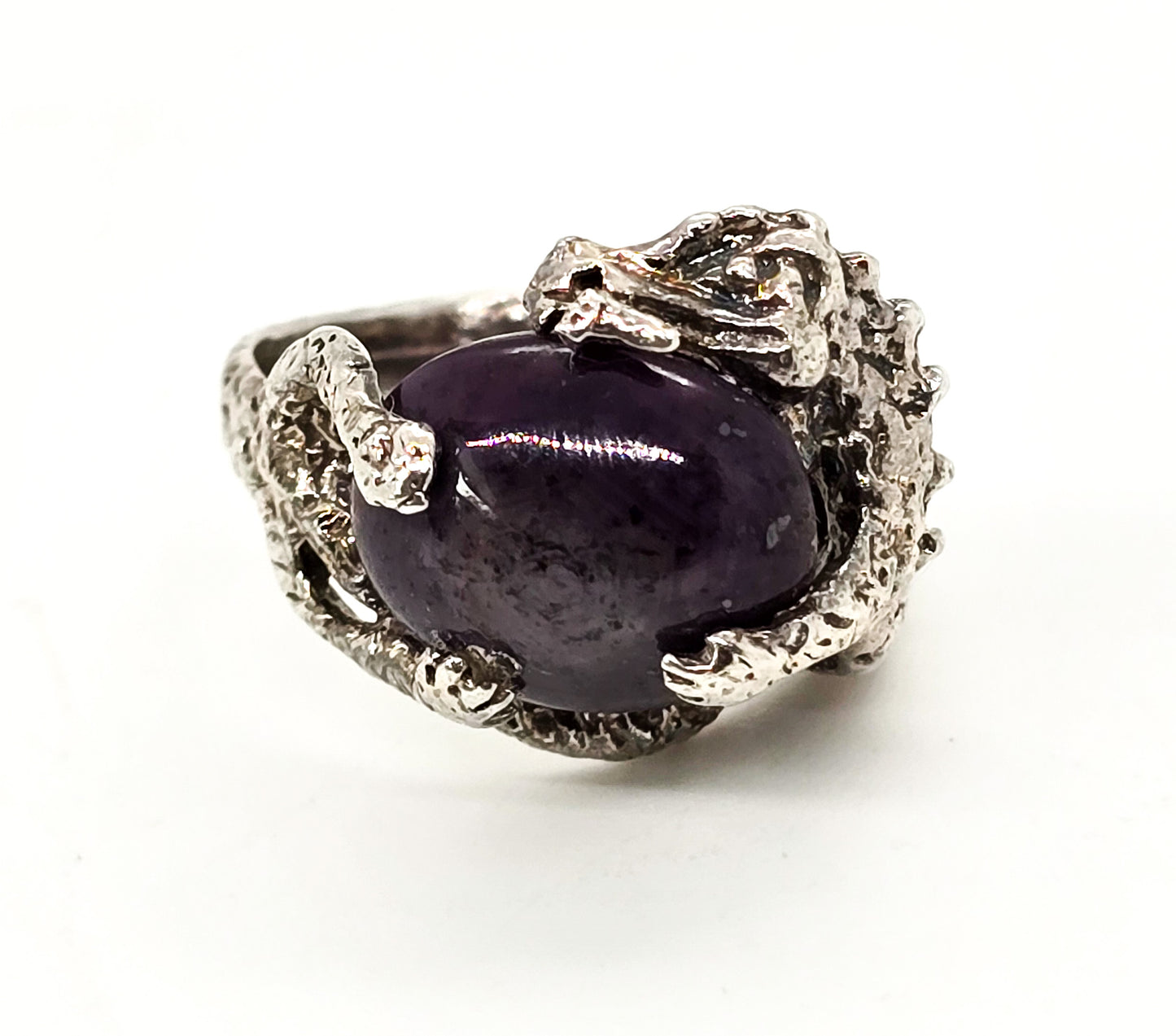 Dragon's Treasure Star Ruby gemstone sterling silver figural ring size 5.5