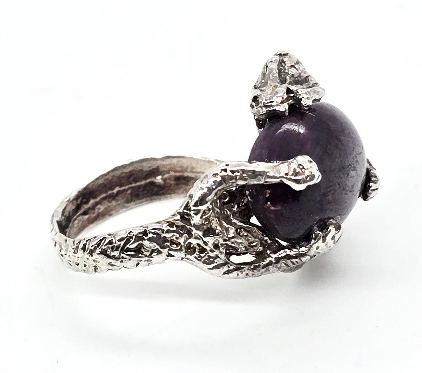 Dragon's Treasure Star Ruby gemstone sterling silver figural ring size 5.5