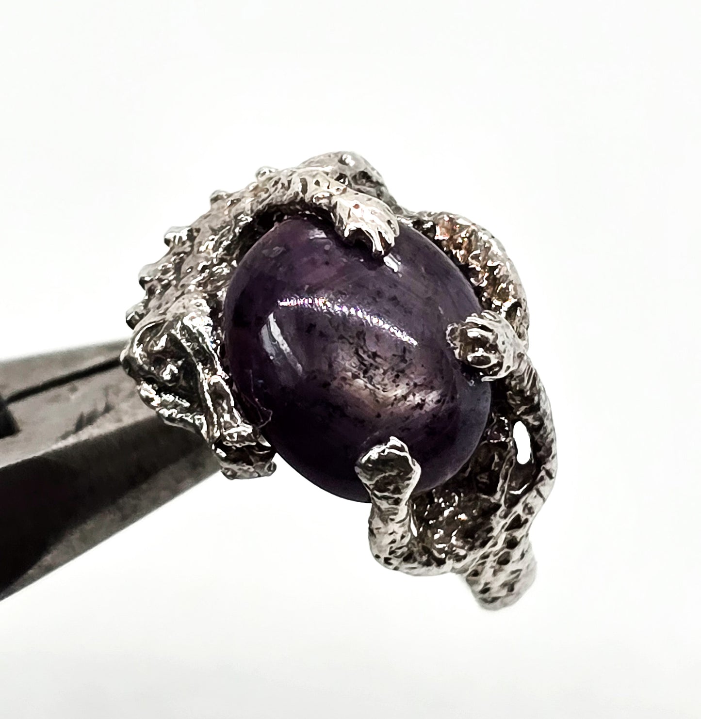 Dragon's Treasure Star Ruby gemstone sterling silver figural ring size 5.5