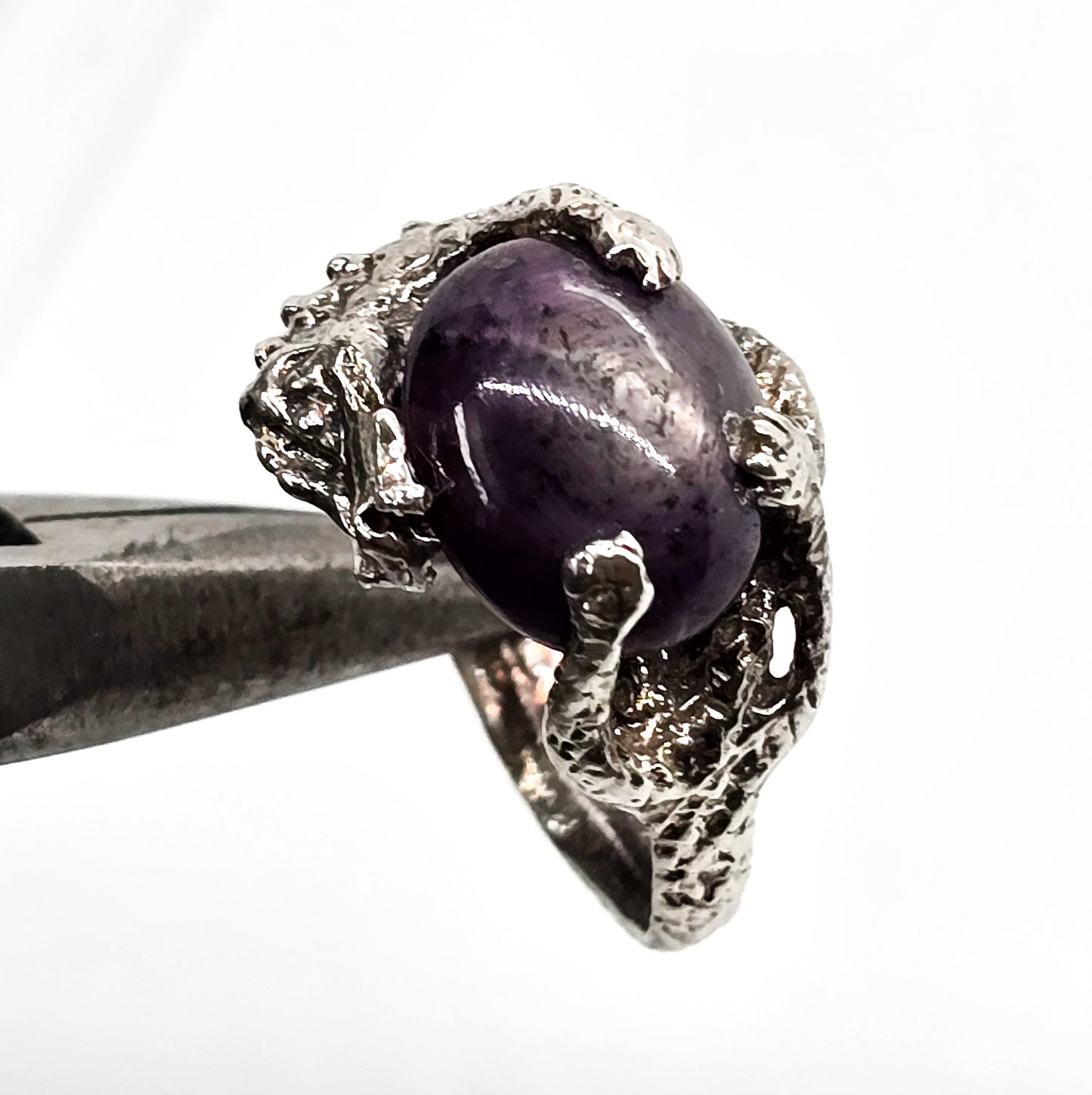 Dragon's Treasure Star Ruby gemstone sterling silver figural ring size 5.5