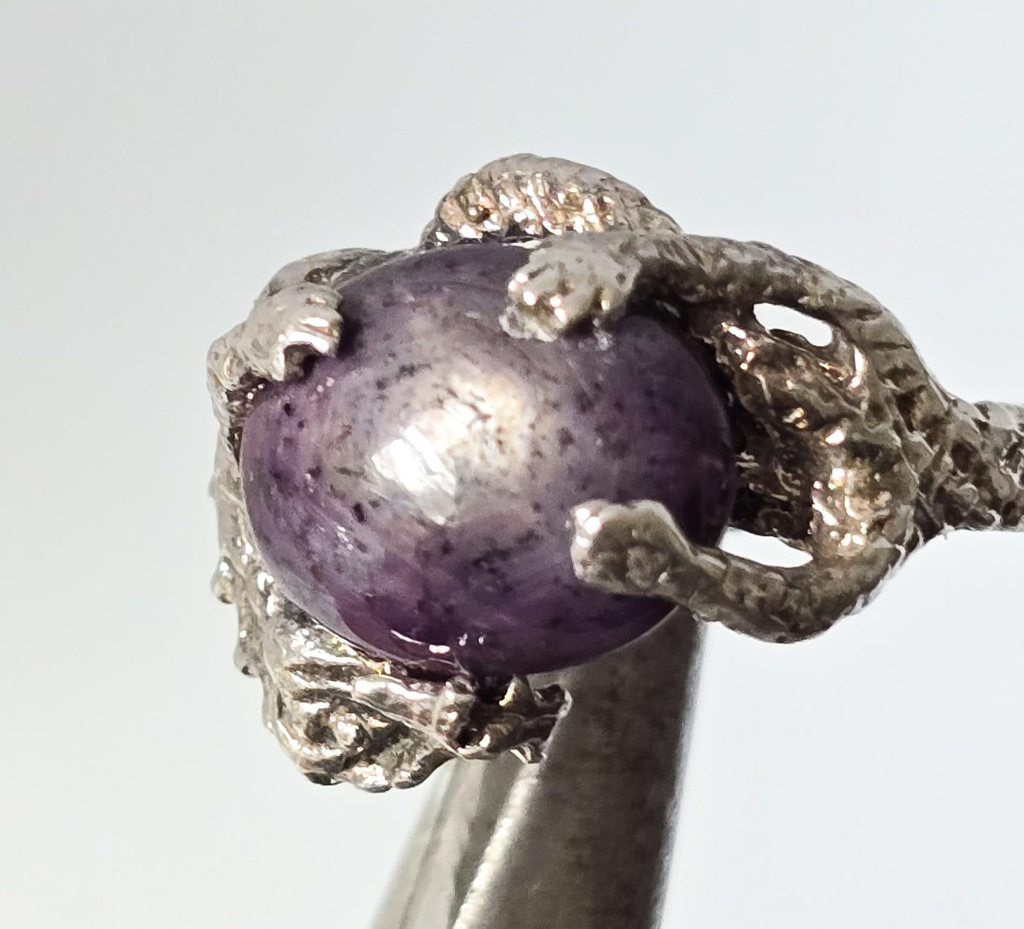 Dragon's Treasure Star Ruby gemstone sterling silver figural ring size 5.5