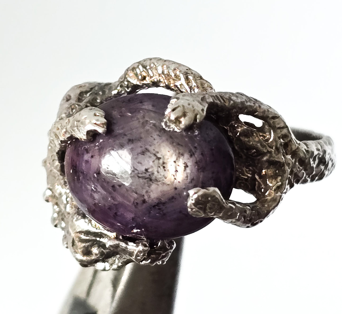 Dragon's Treasure Star Ruby gemstone sterling silver figural ring size 5.5