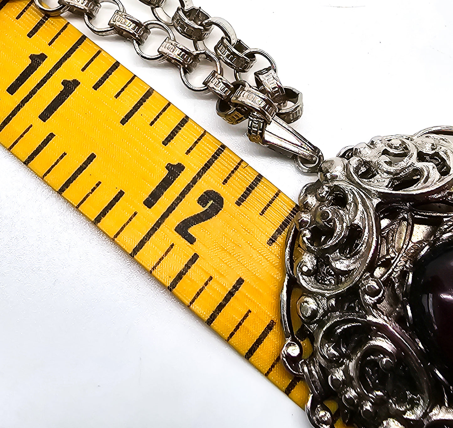 Victorian Revival Purple Cab Scroll vintage hinged bangle and necklace demi parure set