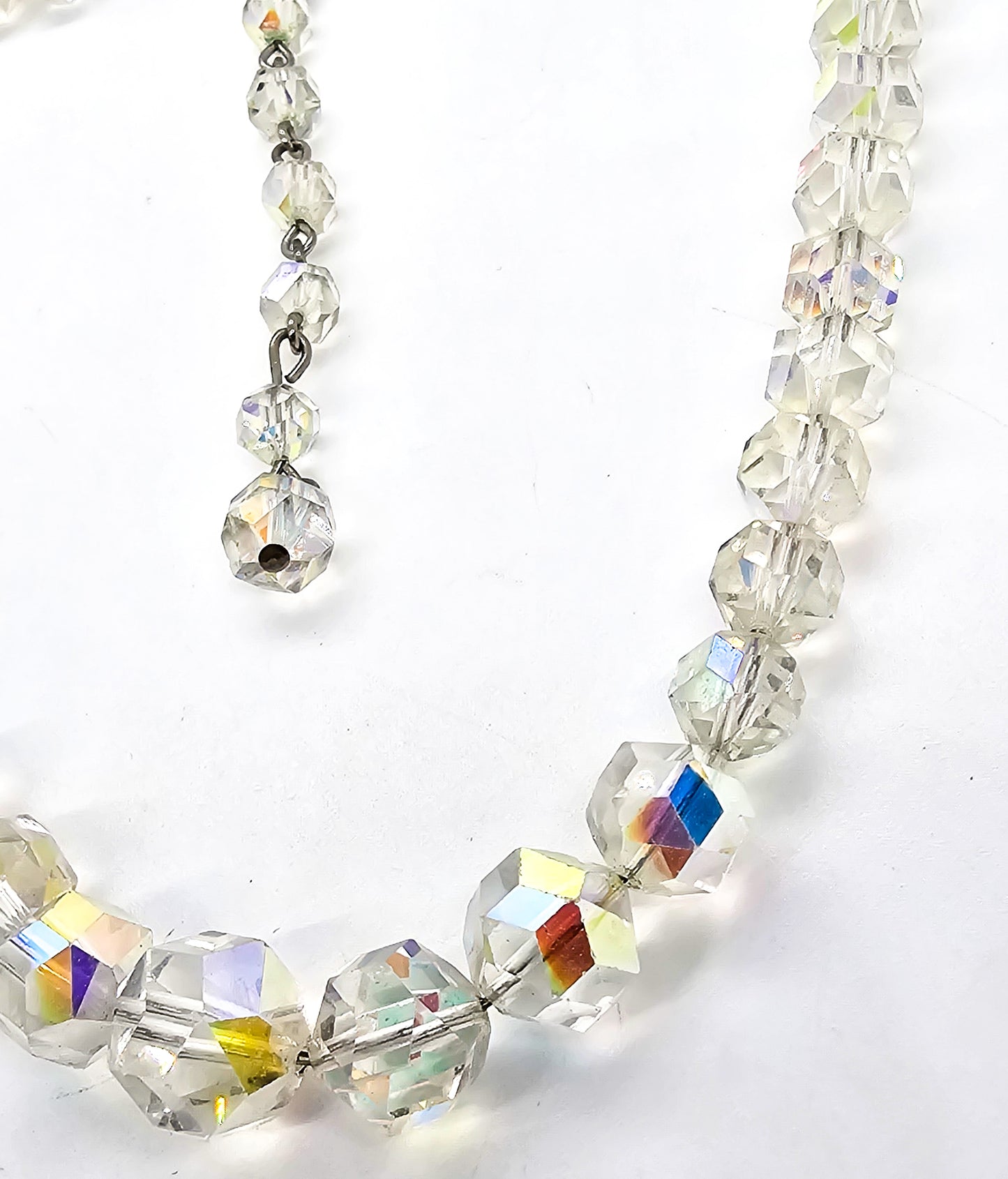 Austrian Crystal aurora Borealis AB mid century adjustable vintage necklace