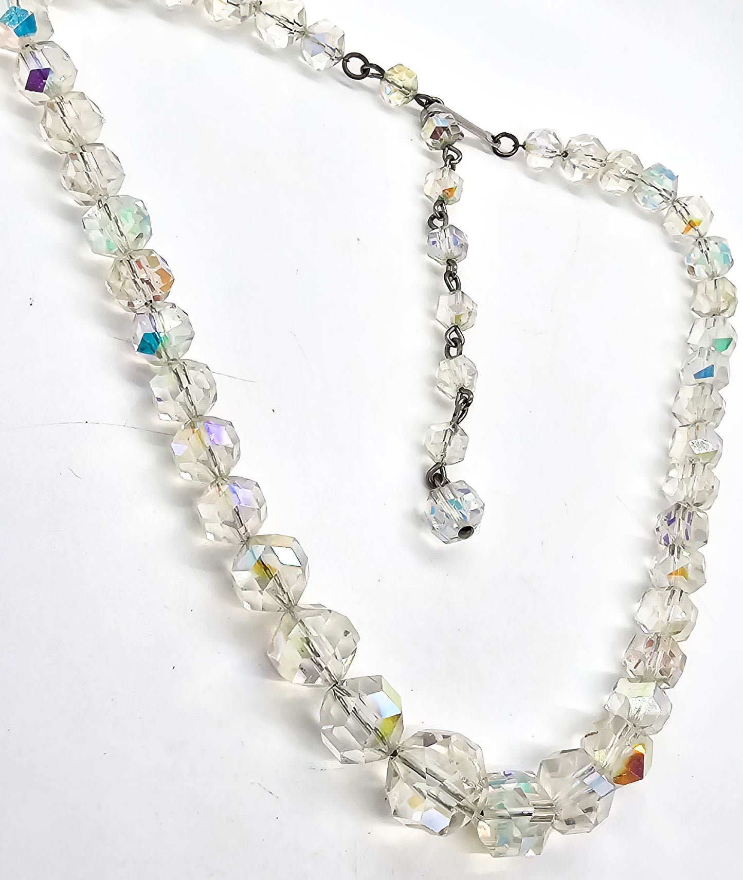 Austrian Crystal aurora Borealis AB mid century adjustable vintage necklace