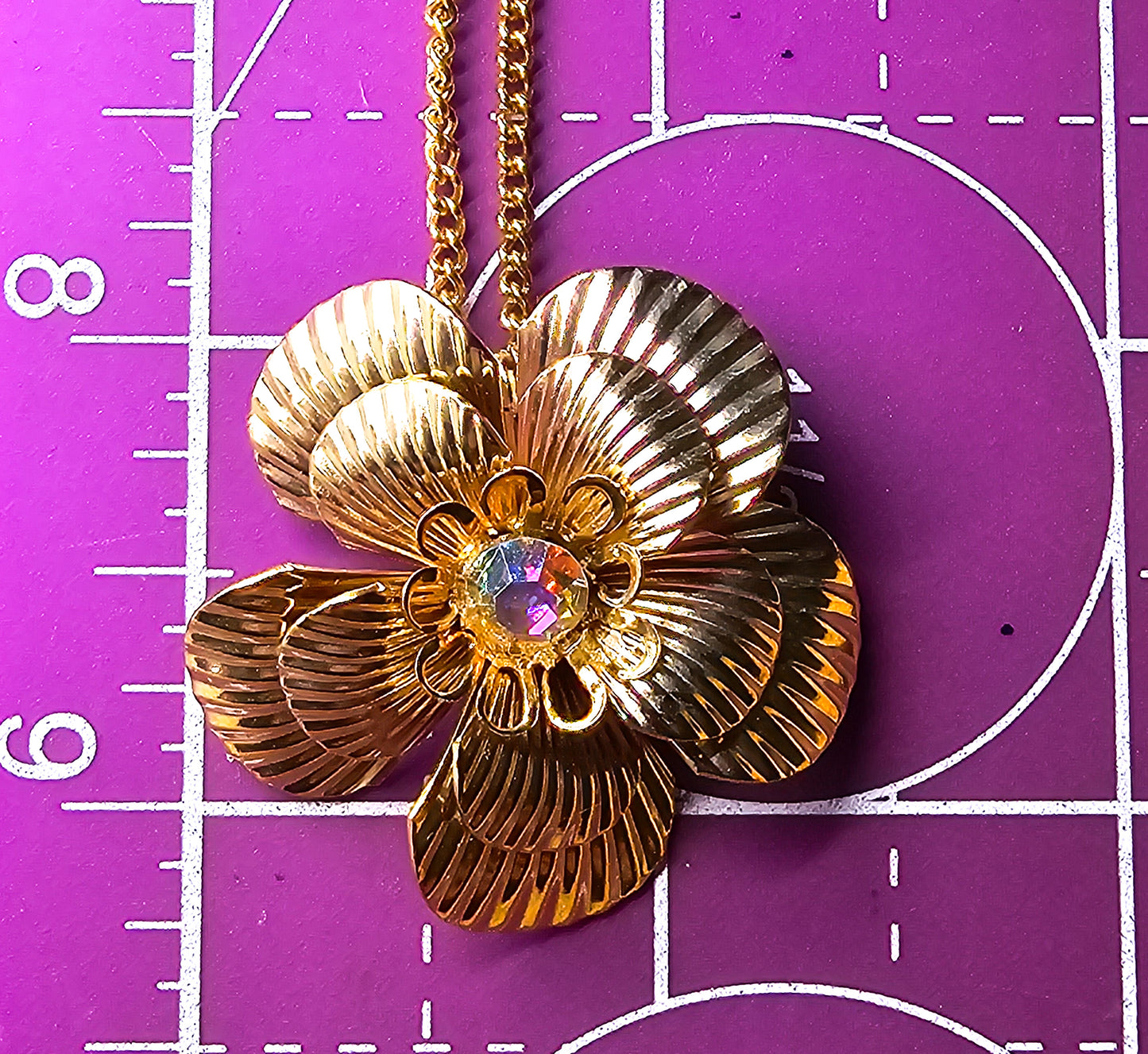 Milady Boxed gold Aurora Borealis vintage rhinestone earrings and necklace demi parure set