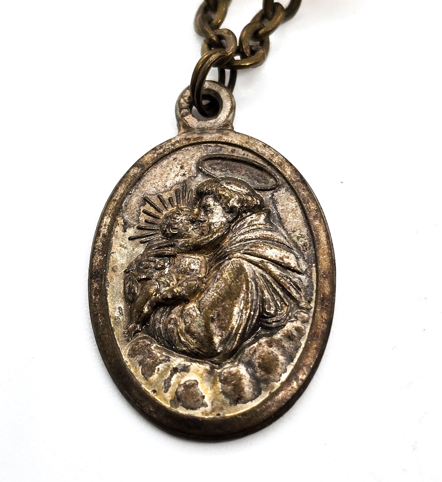 St Anthony vintage pink Austrian crystal mid century Italian prayer beads rosary