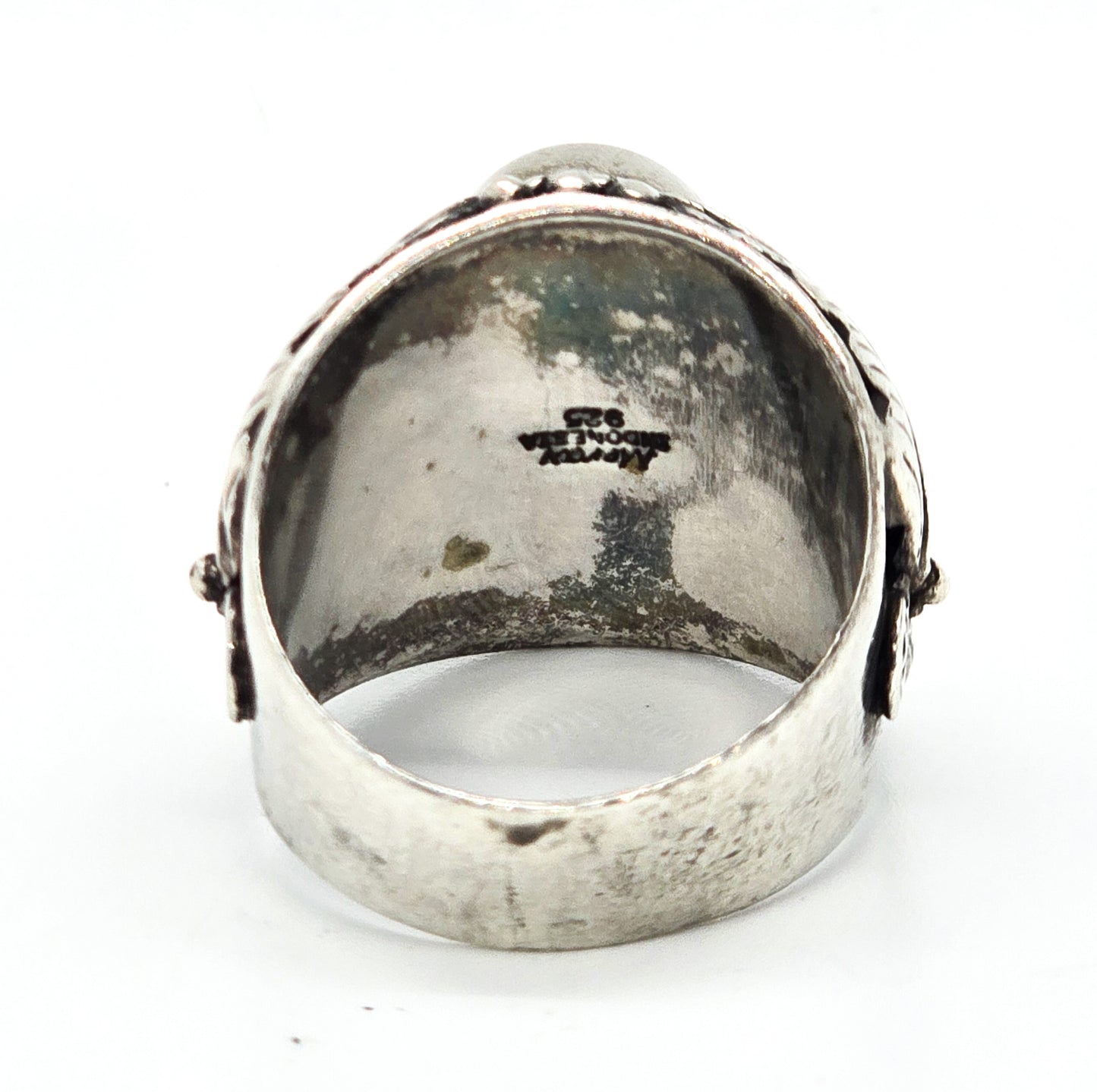 Meran Southwestern Pearl Tribal Feather ring Indonesia Sterling silver ring size 8