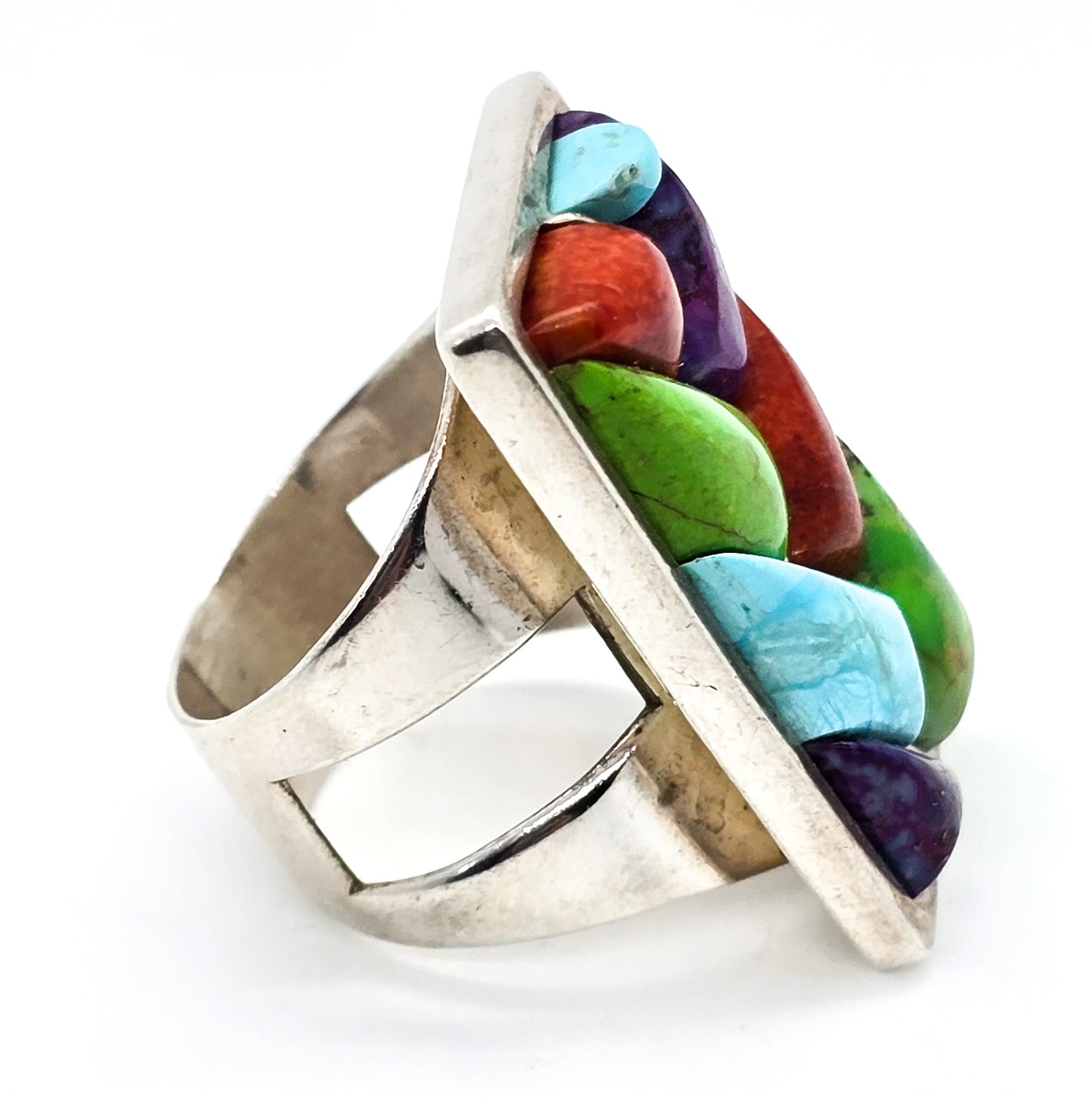 Desert Rose Trading DTR Jay King Multi Gemstone Inlay sterling silver ring size 8
