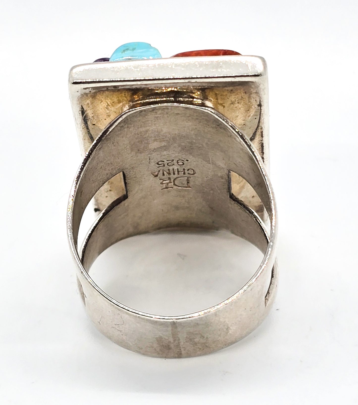 Desert Rose Trading DTR Jay King Multi Gemstone Inlay sterling silver ring size 8
