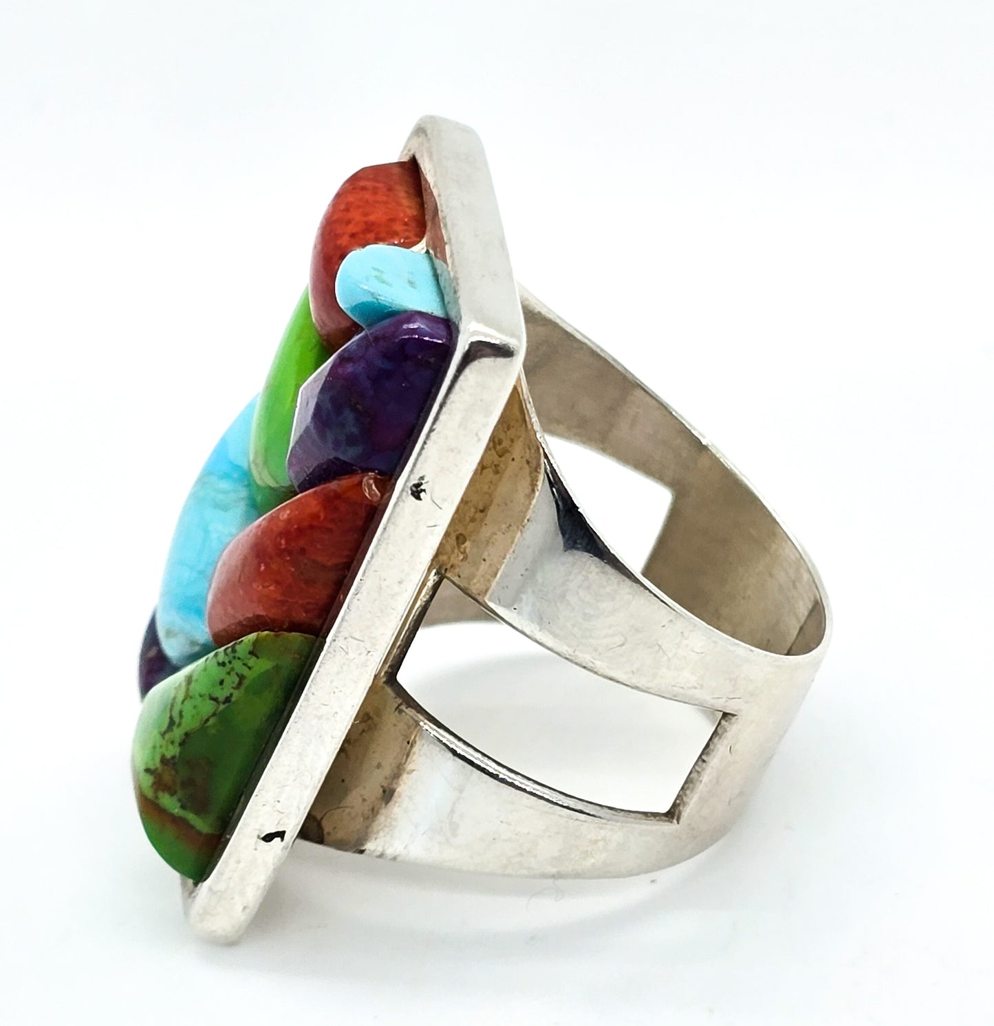 Desert Rose Trading DTR Jay King Multi Gemstone Inlay sterling silver ring size 8