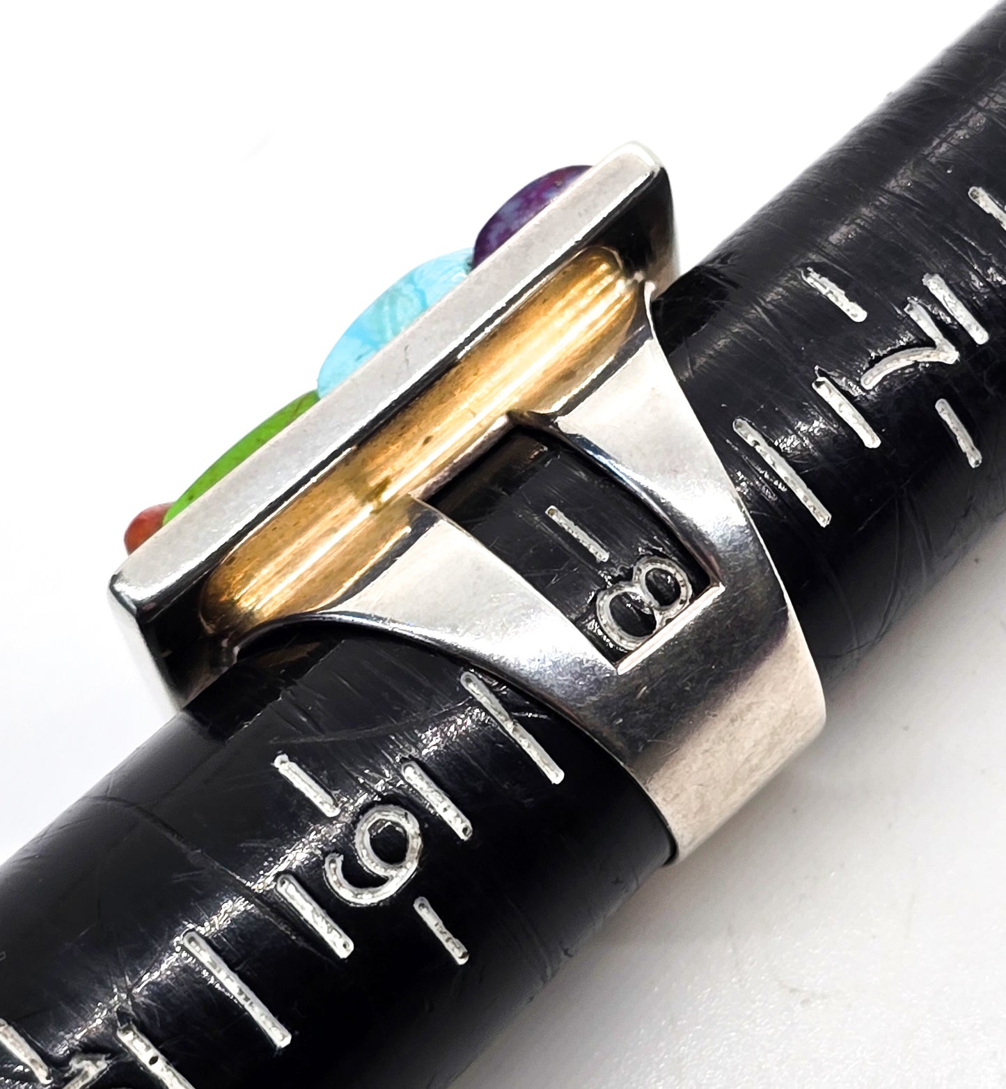 Desert Rose Trading DTR Jay King Multi Gemstone Inlay sterling silver ring size 8