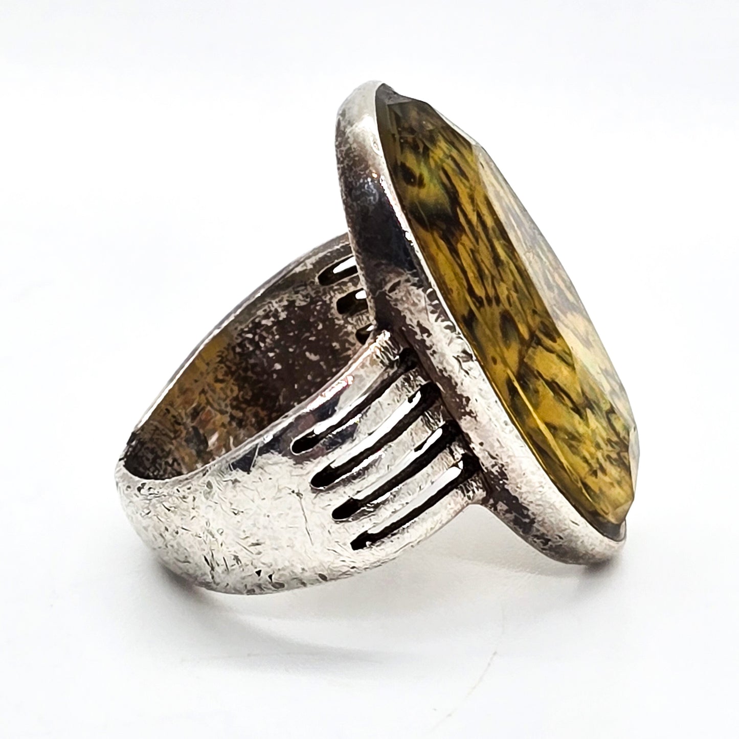 Abalone shell Resin sterling silver vintage ring size 7