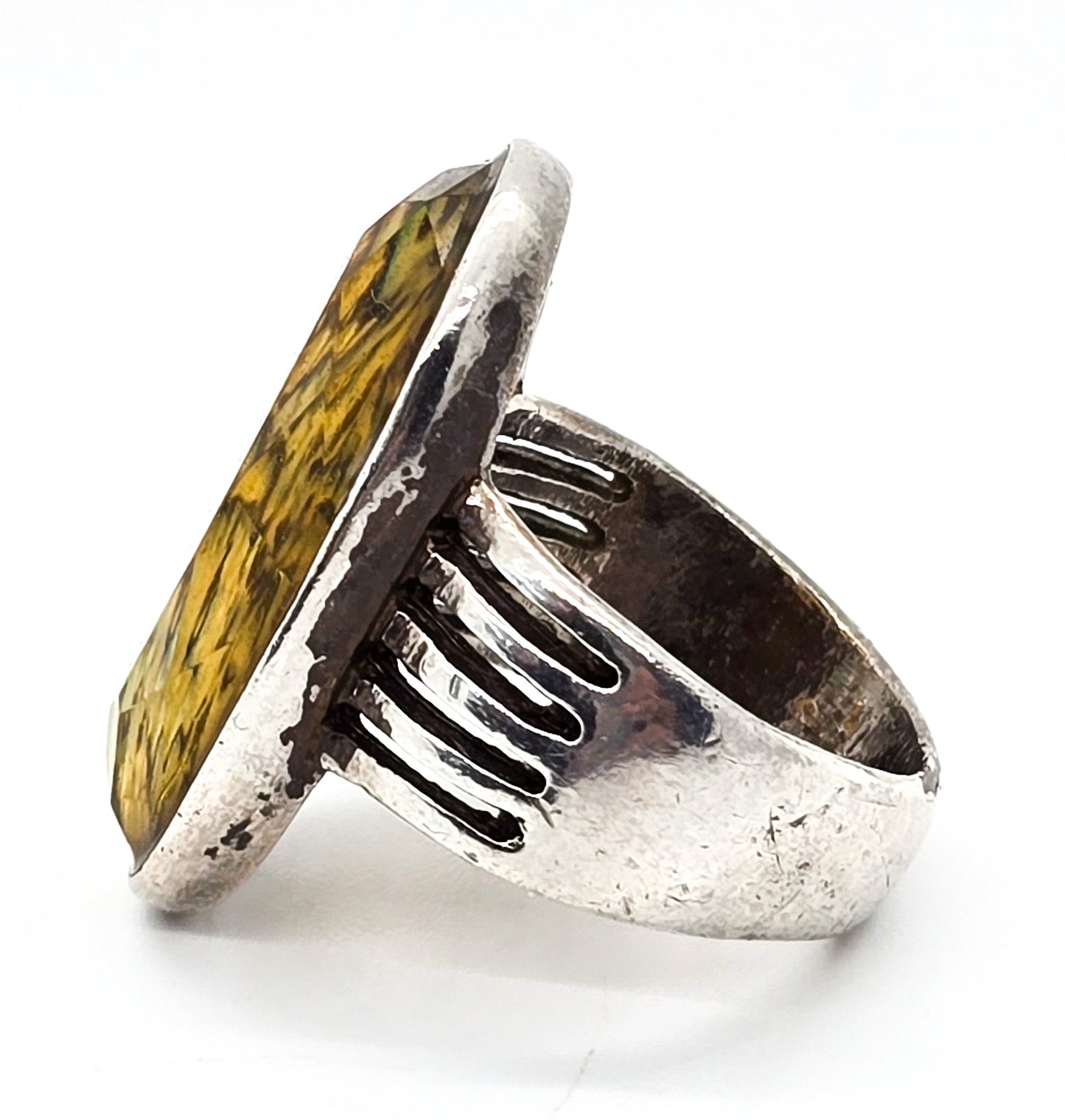 Abalone shell Resin sterling silver vintage ring size 7