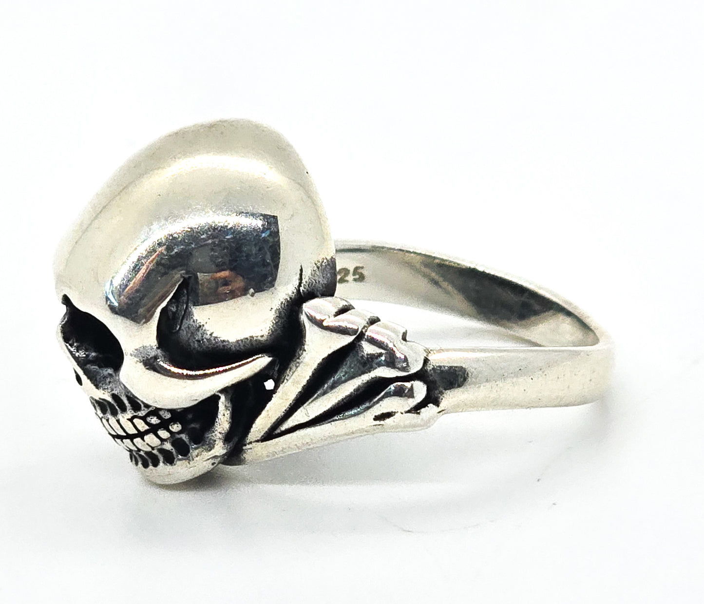Skull and Bones Men's vintage retro 90's sterling silver ring size 8