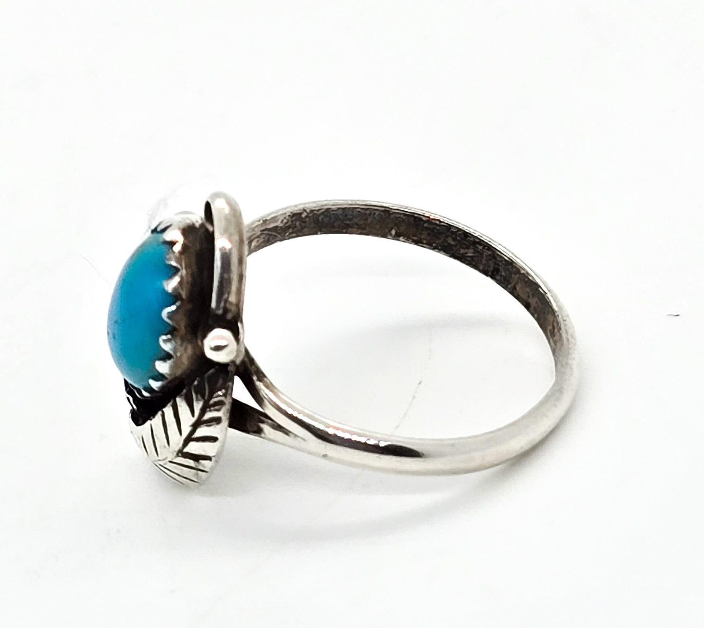 L-R Jake Navajo Native American Turquoise sterling silver vintage ring size 5.5