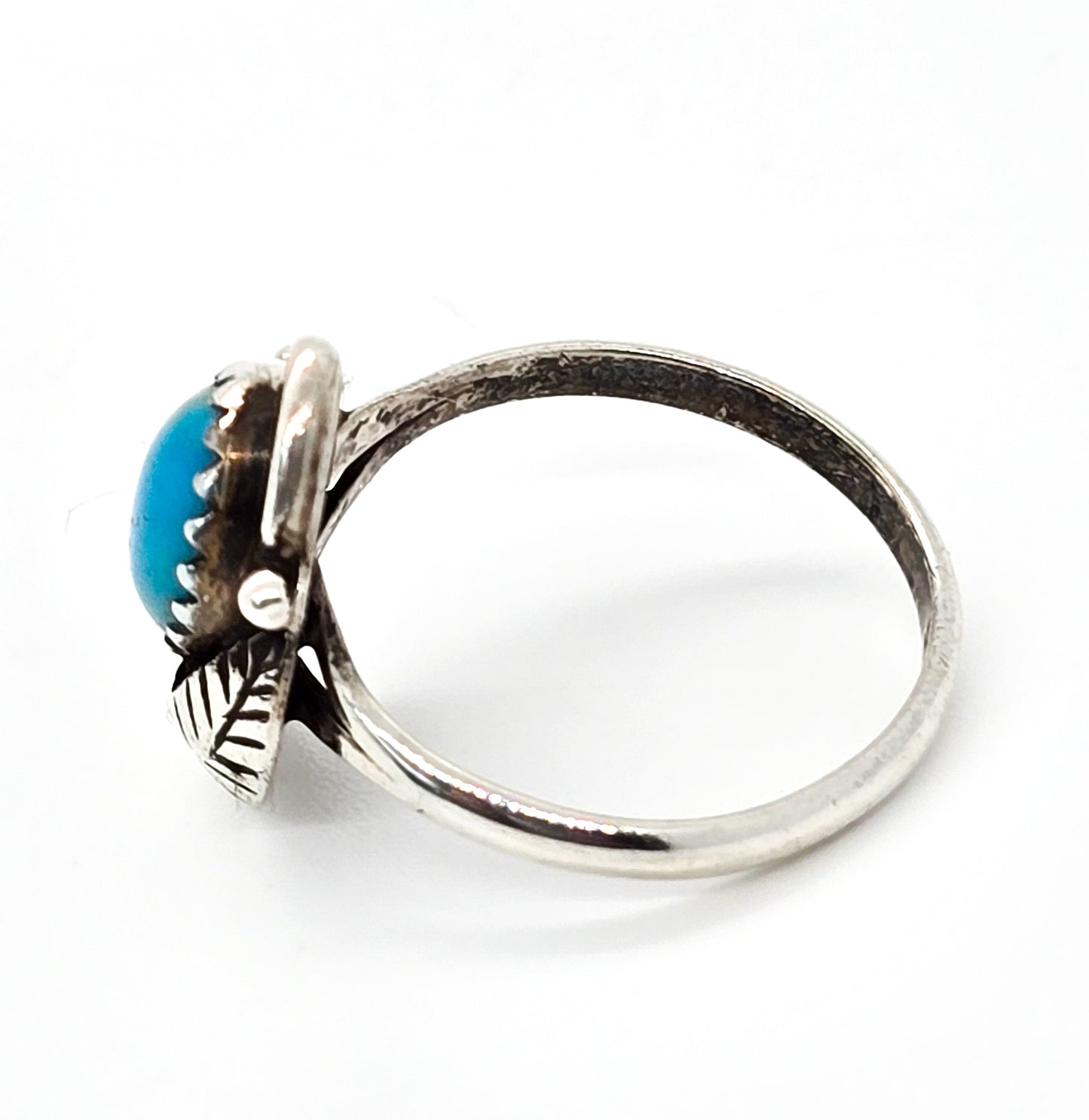 L-R Jake Navajo Native American Turquoise sterling silver vintage ring size 5.5