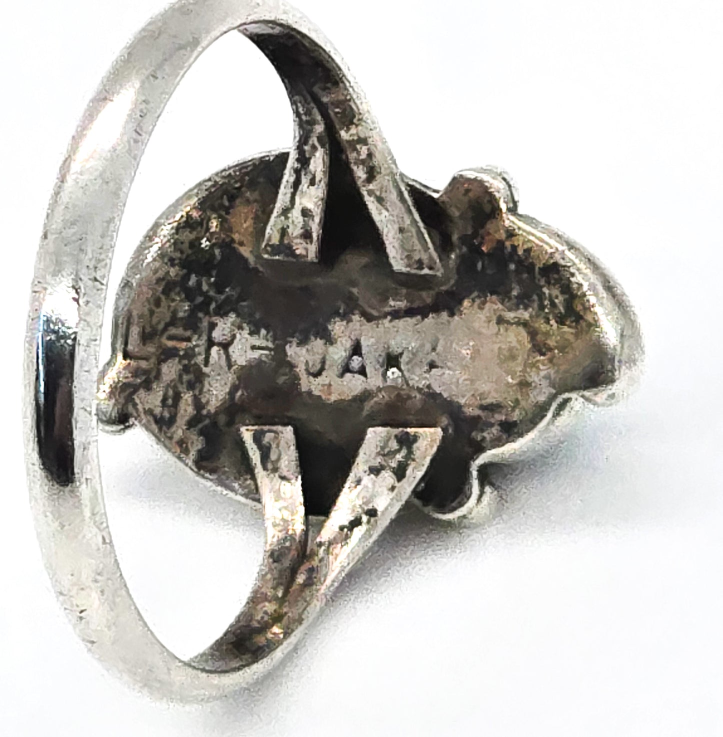 L-R Jake Navajo Native American Turquoise sterling silver vintage ring size 5.5