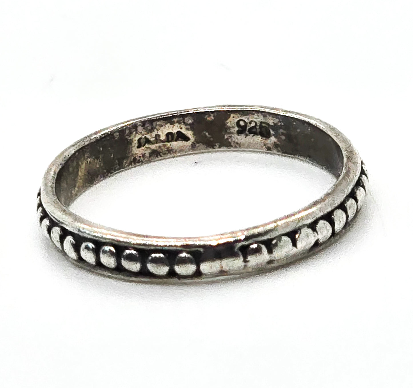Sarda embossed dots sterling silver thin stackable ring band size 5