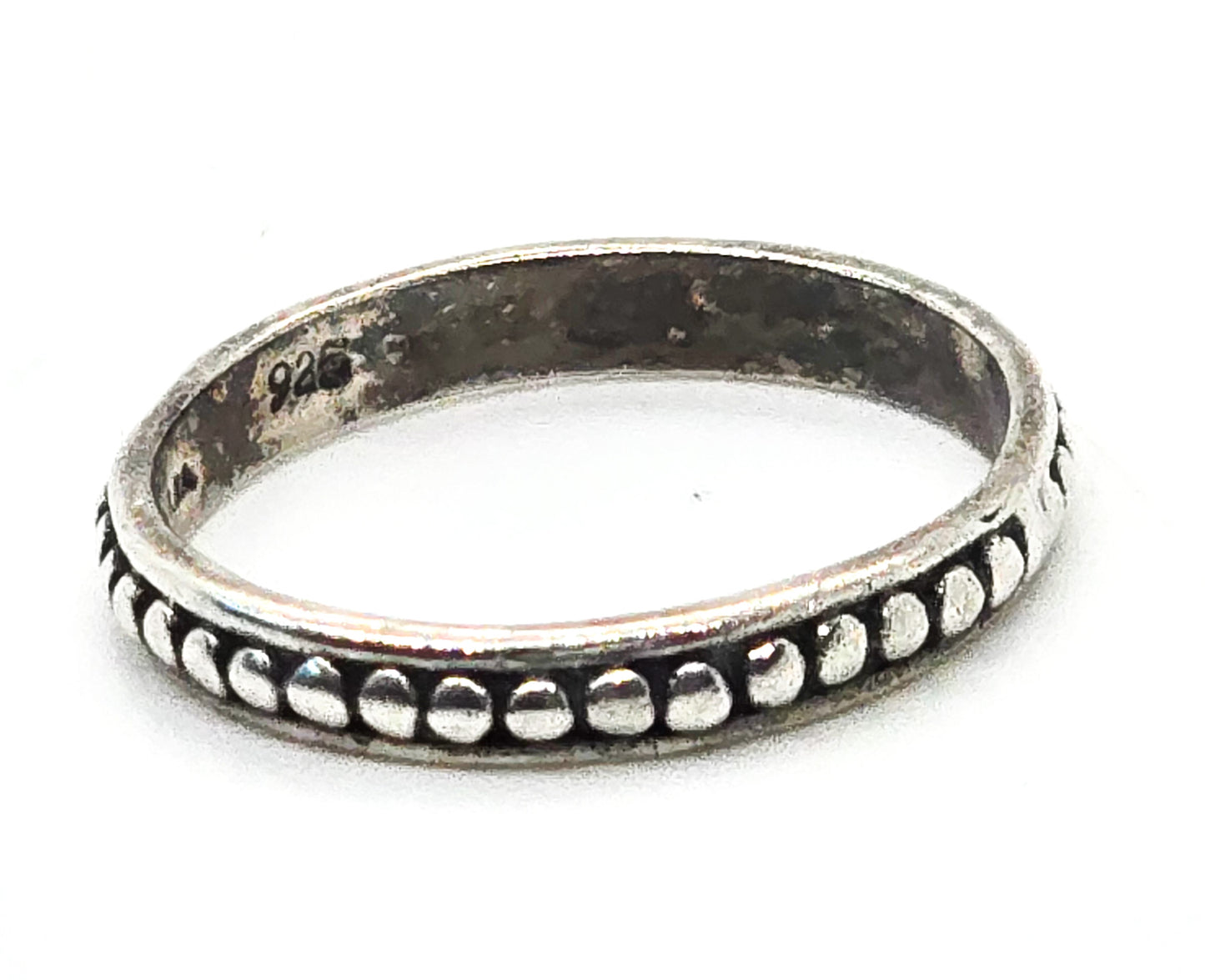 Sarda embossed dots sterling silver thin stackable ring band size 5