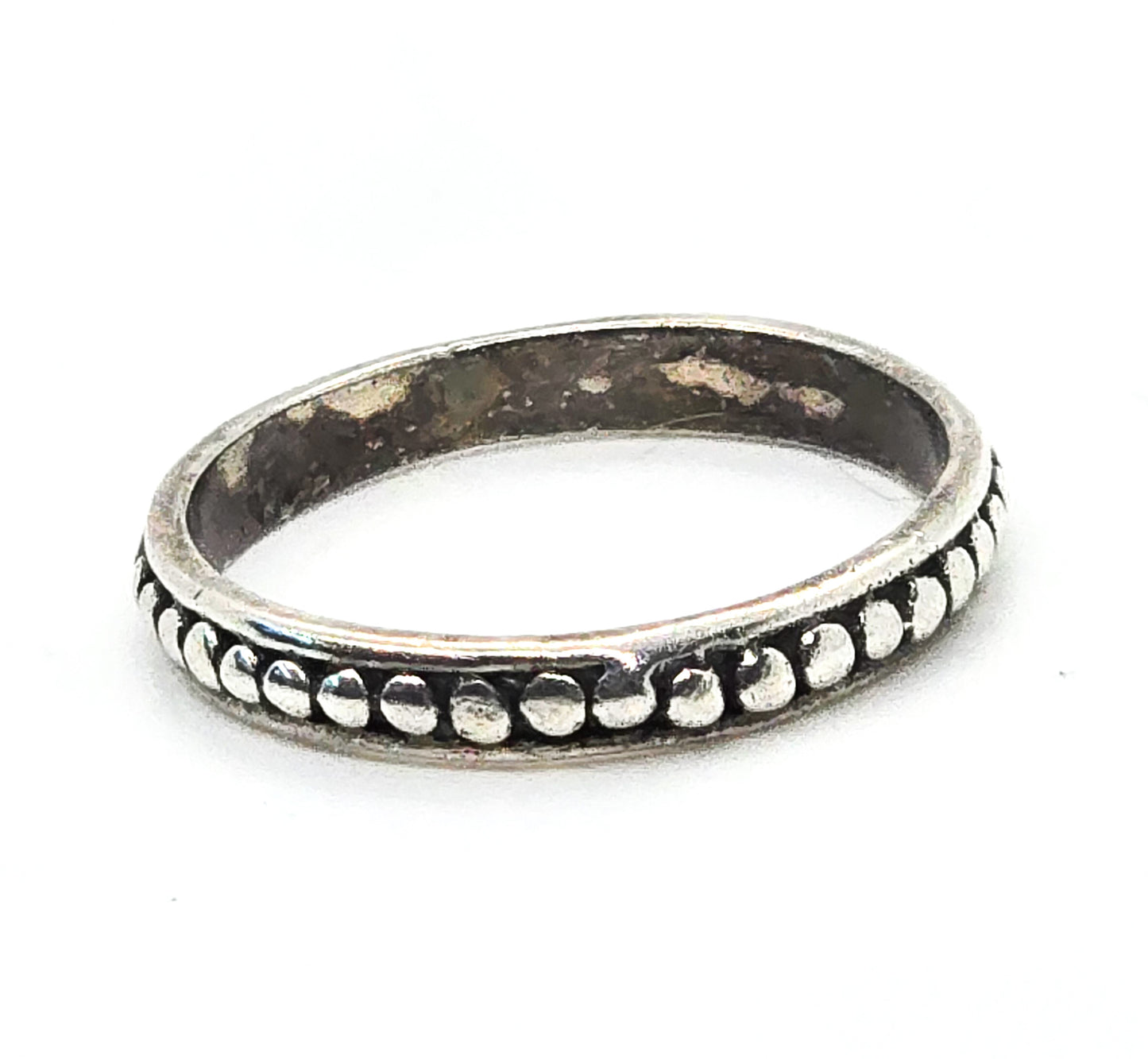Sarda embossed dots sterling silver thin stackable ring band size 5