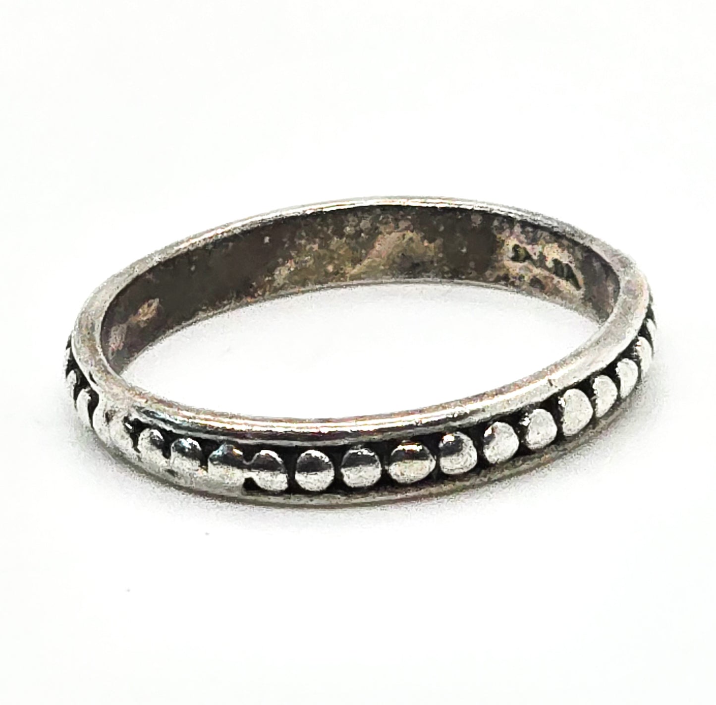 Sarda embossed dots sterling silver thin stackable ring band size 5