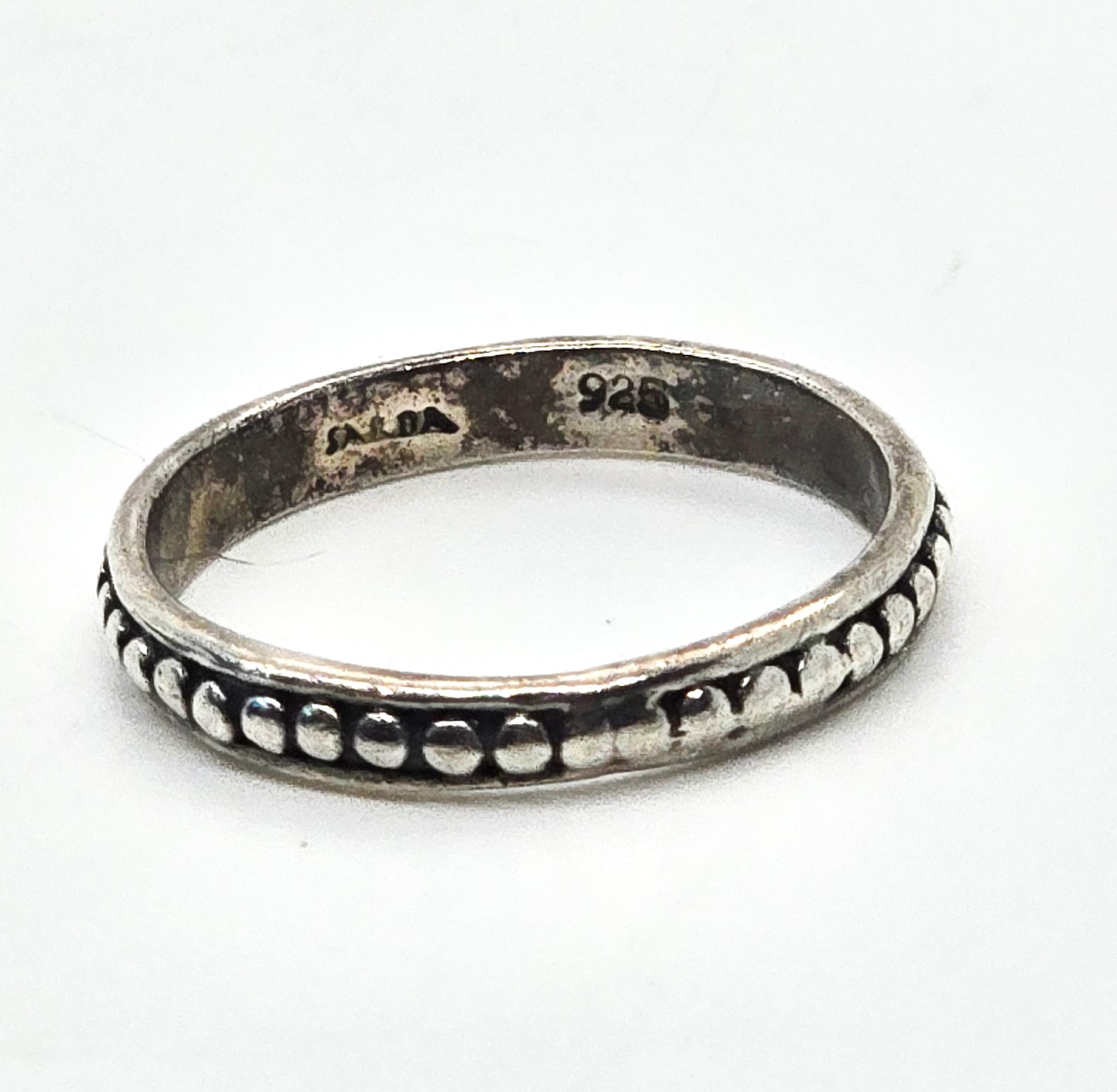 Sarda embossed dots sterling silver thin stackable ring band size 5