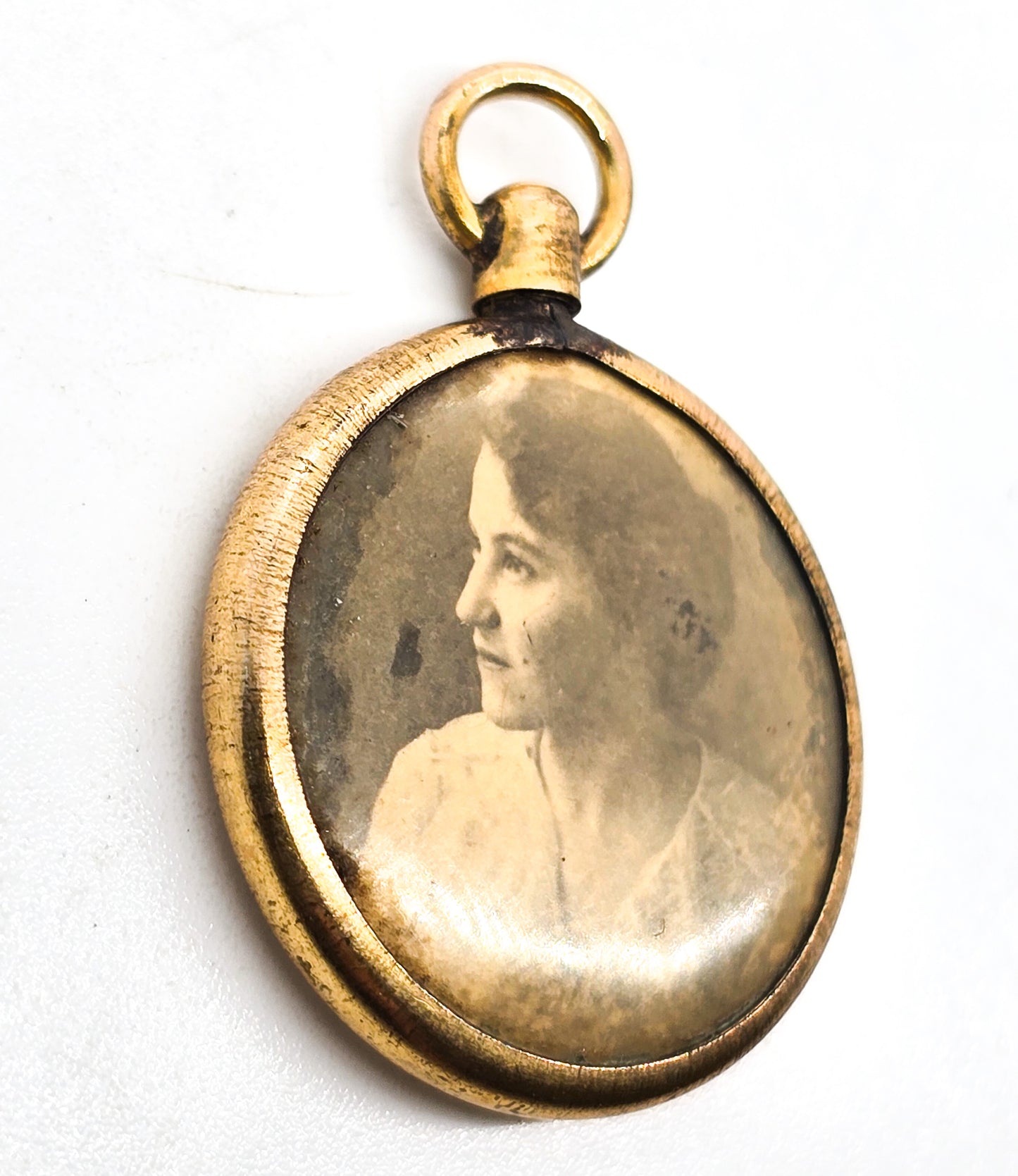 Antique yellow gold filled doubled sided man and women fob charm pendant