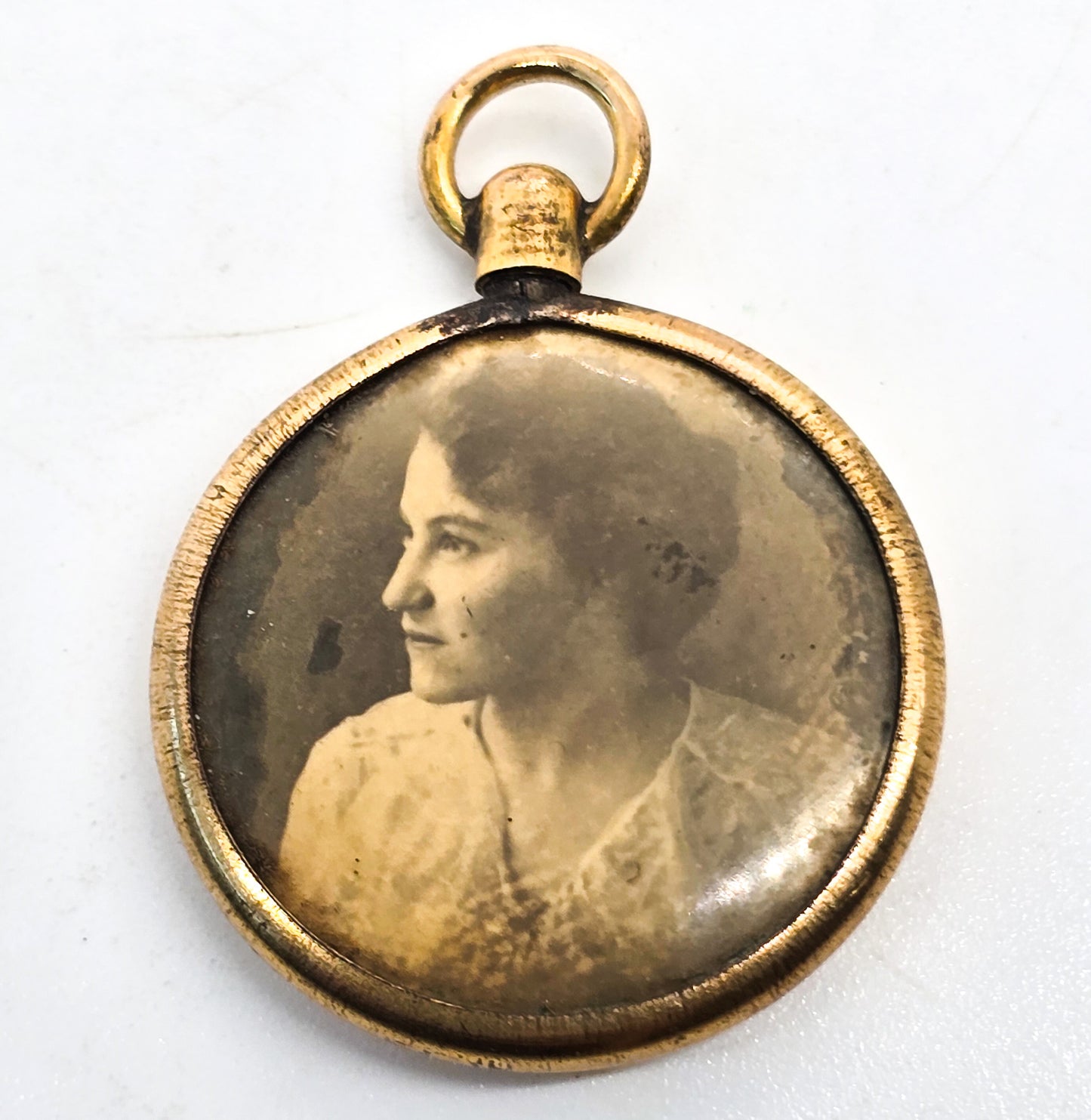 Antique yellow gold filled doubled sided man and women fob charm pendant