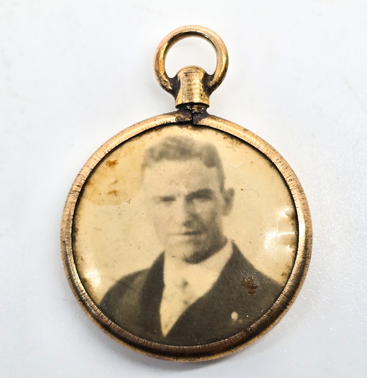 Antique yellow gold filled doubled sided man and women fob charm pendant