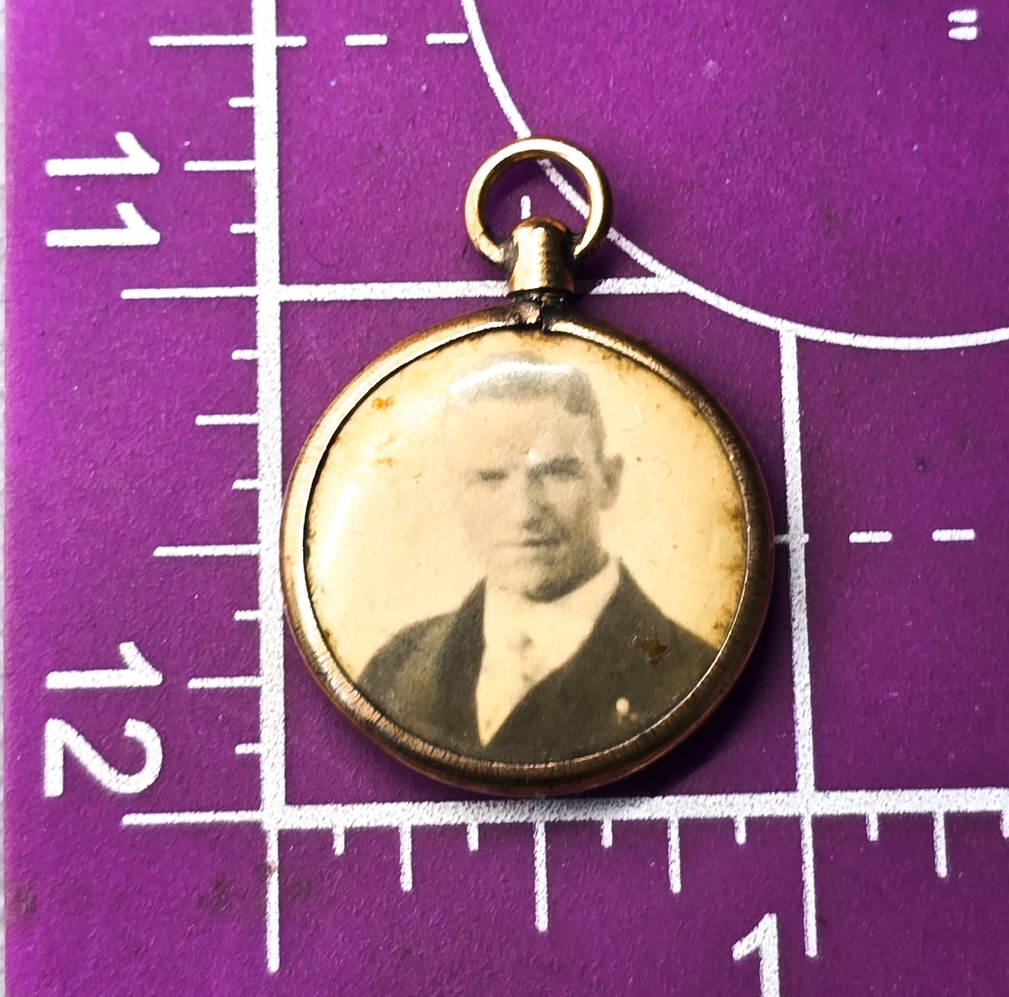Antique yellow gold filled doubled sided man and women fob charm pendant