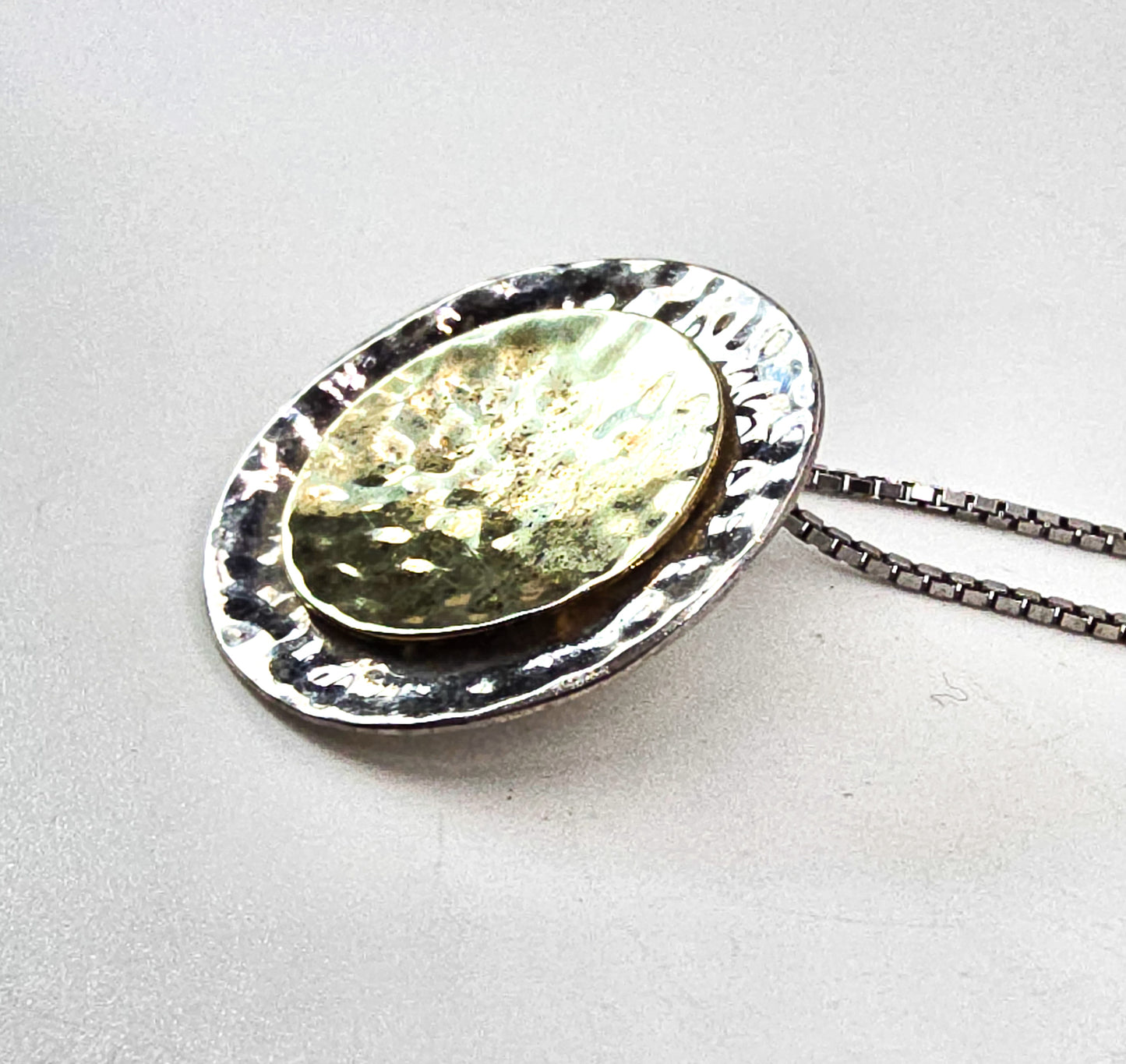 Silpada Round Pendant S1375 Sterling Silver & 14K Gold Plated hammered silver necklace