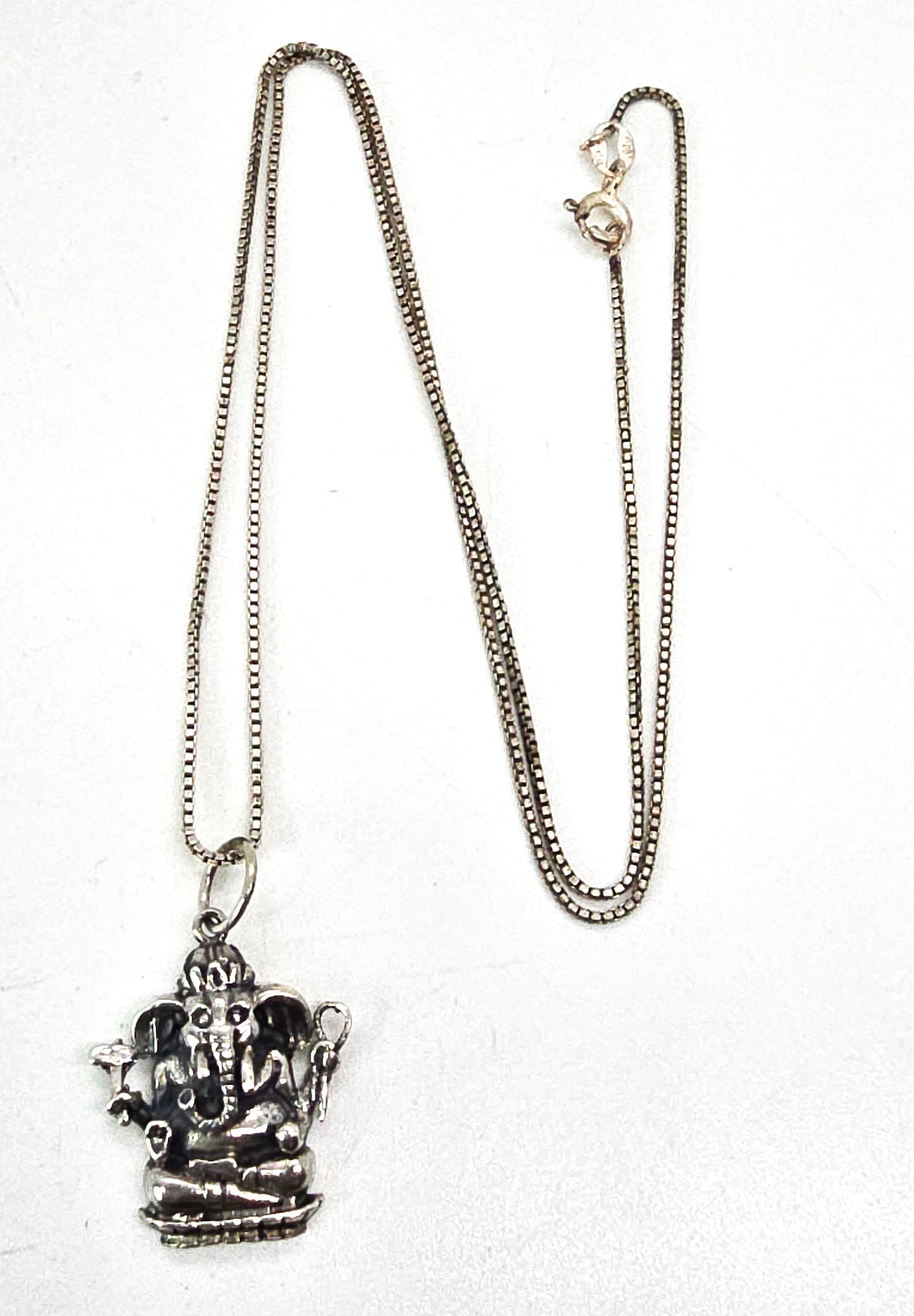 IW Ganesha Hindu Elephant God Sterling Silver Vintage Deity Mexico Necklace