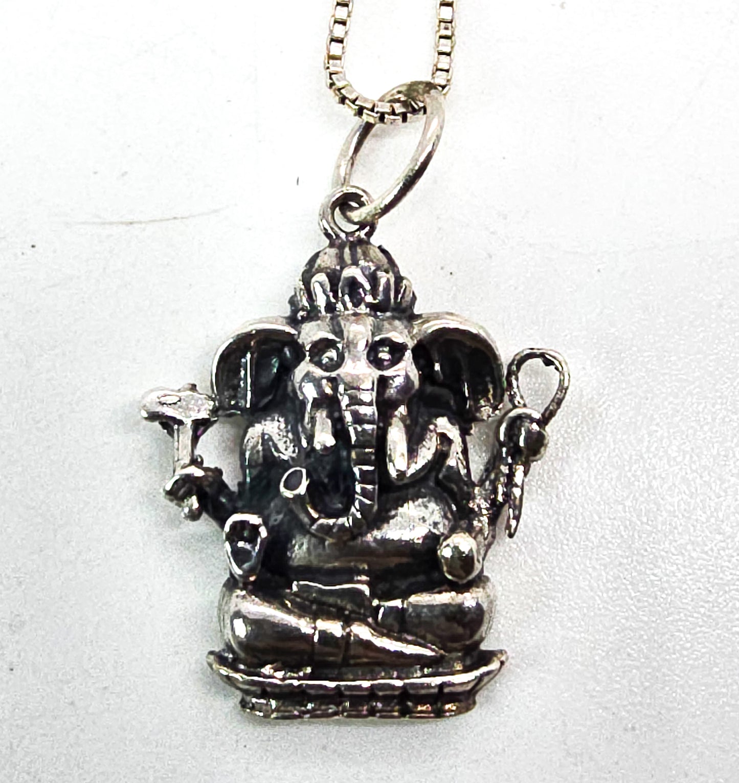 IW Ganesha Hindu Elephant God Sterling Silver Vintage Deity Mexico Necklace