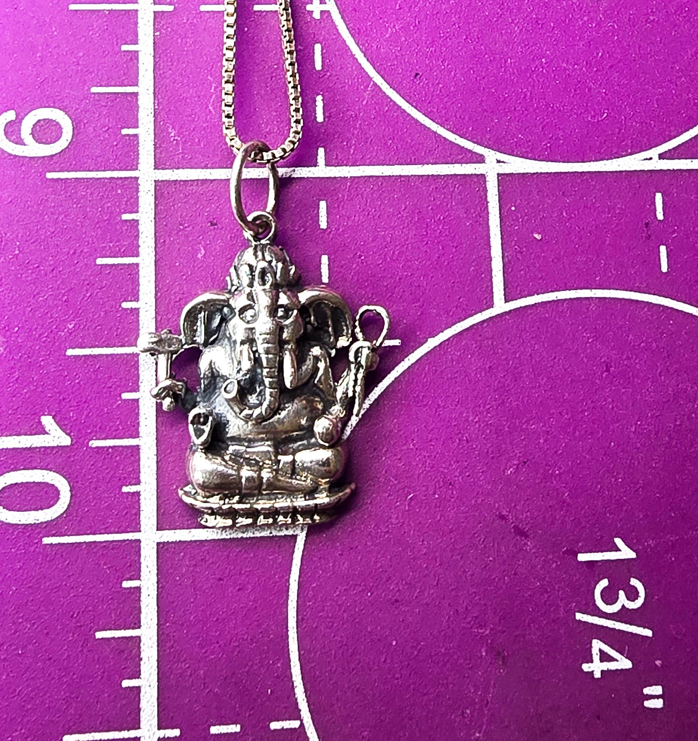 IW Ganesha Hindu Elephant God Sterling Silver Vintage Deity Mexico Necklace