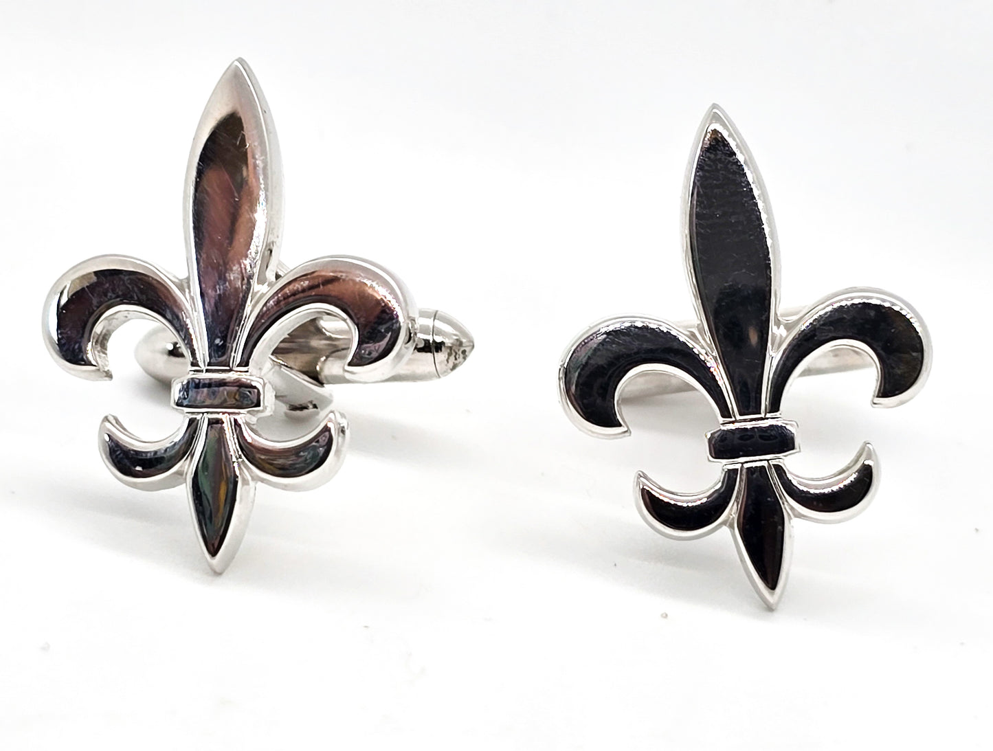 Swank Fleur de lis Rhodium plated silver toned vintage creole New Orleans cufflinks