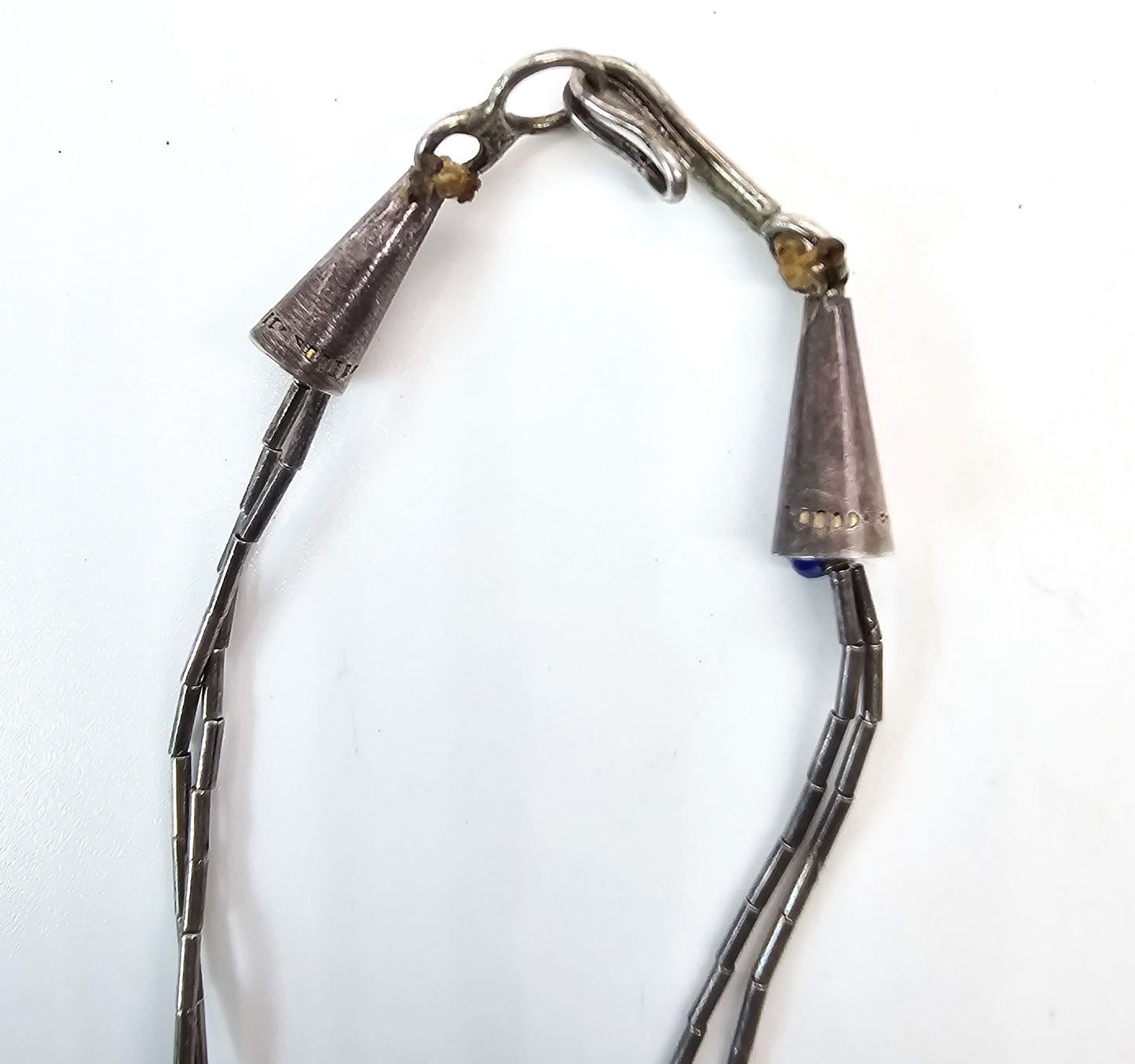 Fetish Heishi turquoise nugget Native American Liquid silver graduated vintage necklace