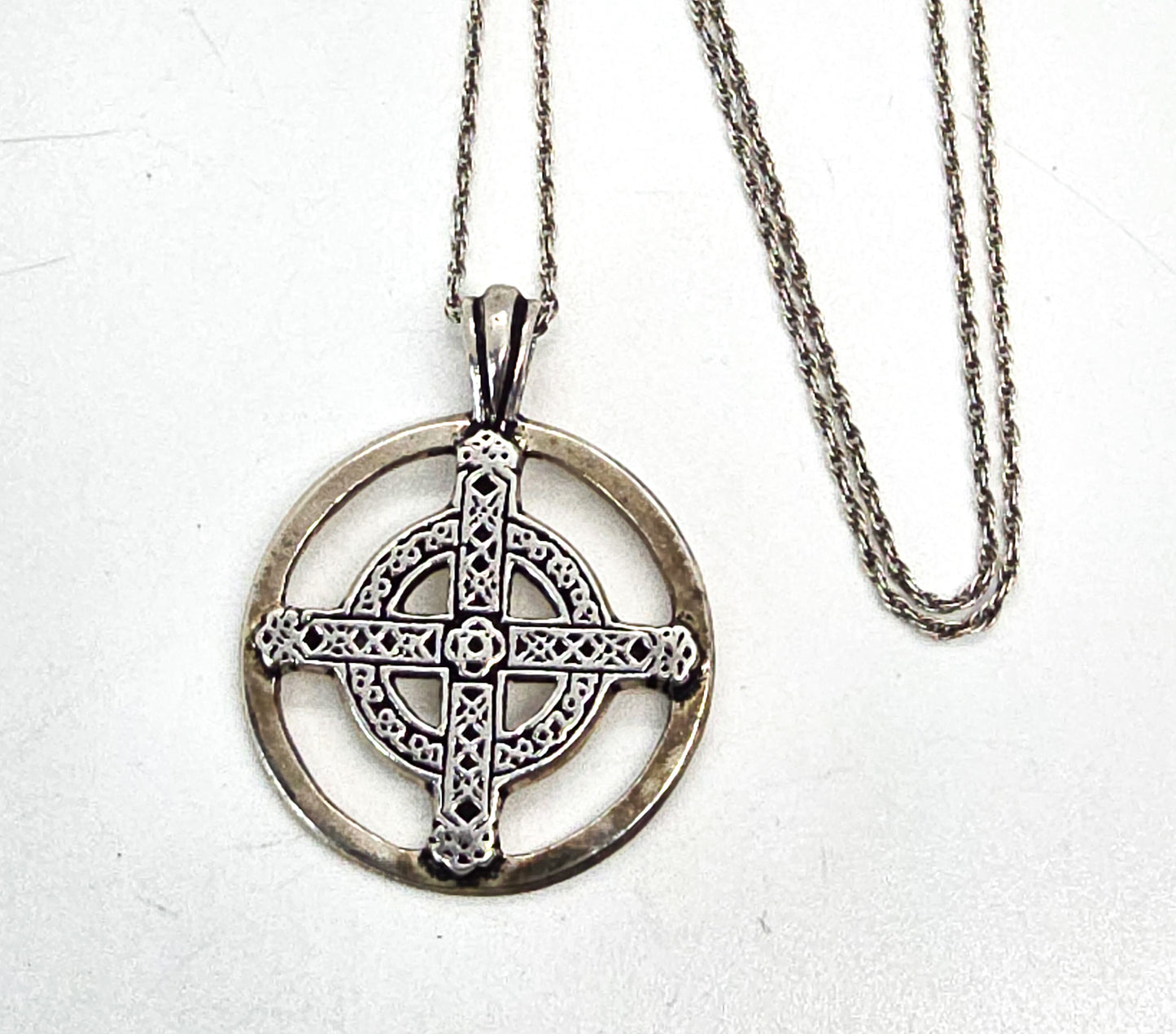 Celtic Harmony Union Male and Female Unity Cross sterling silver necklace