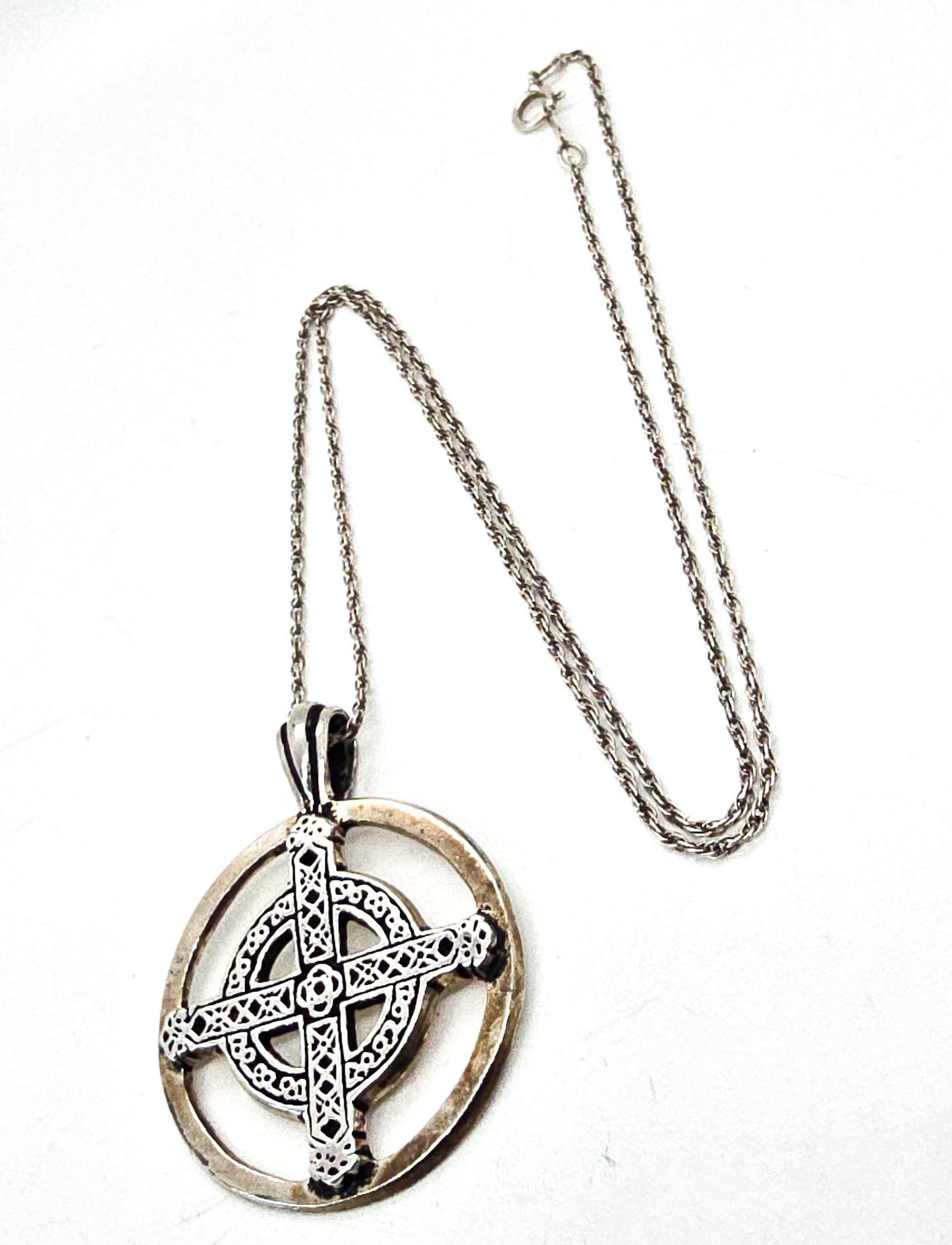 Celtic Harmony Union Male and Female Unity Cross sterling silver necklace