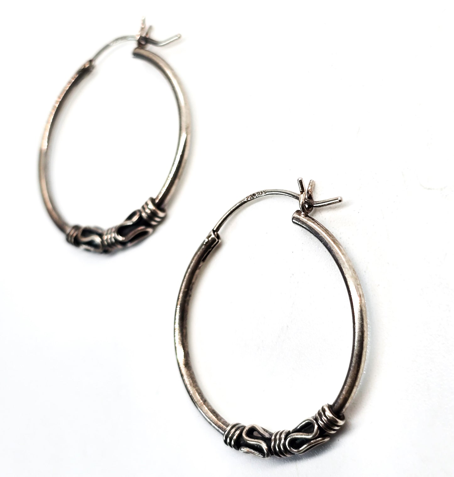 HAN Tribal Balinese style vintage sterling silver lever back sterling silver hoop earrings