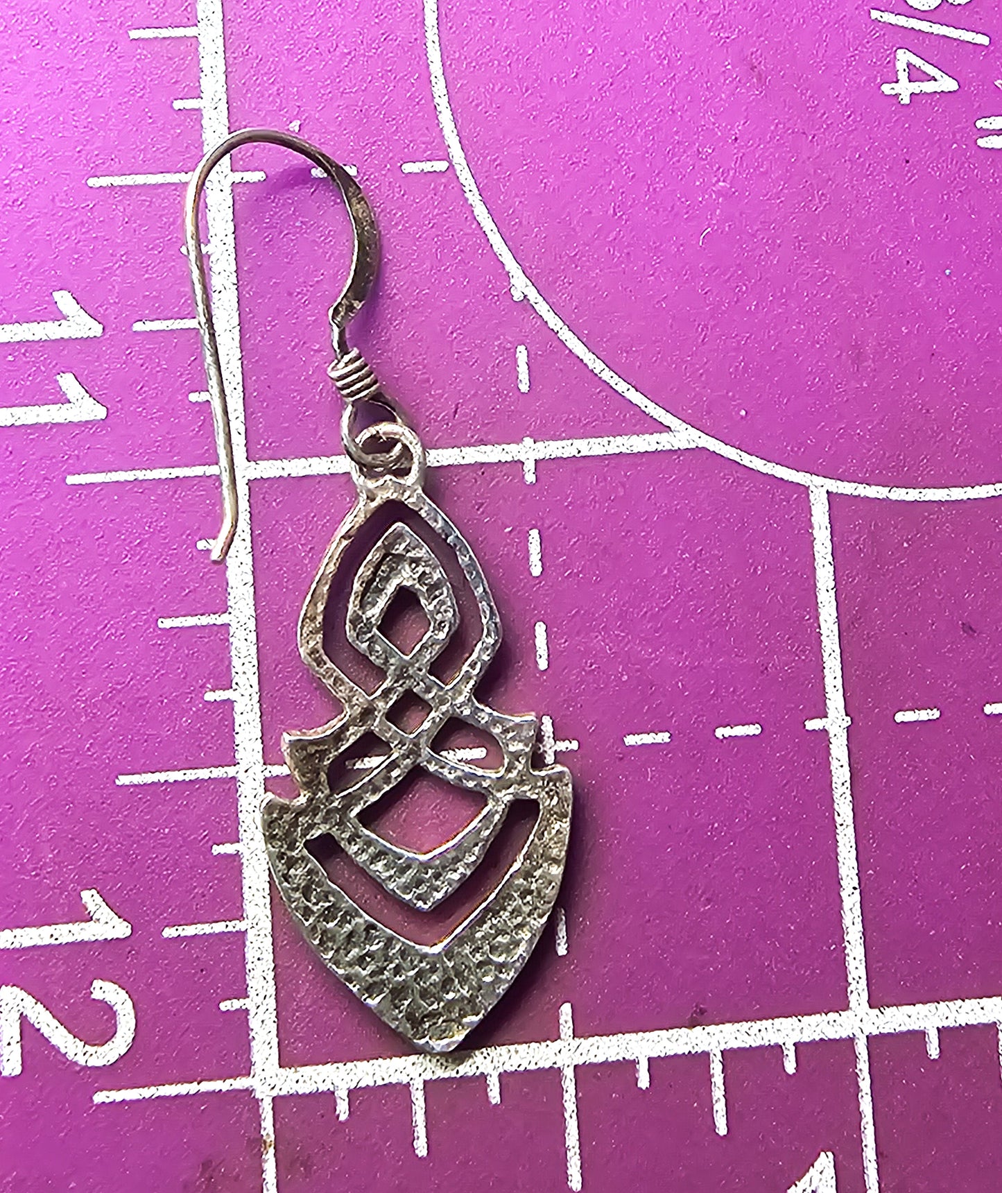Celtic knot hammered retro tribal 1990's sterling silver vintage drop earrings