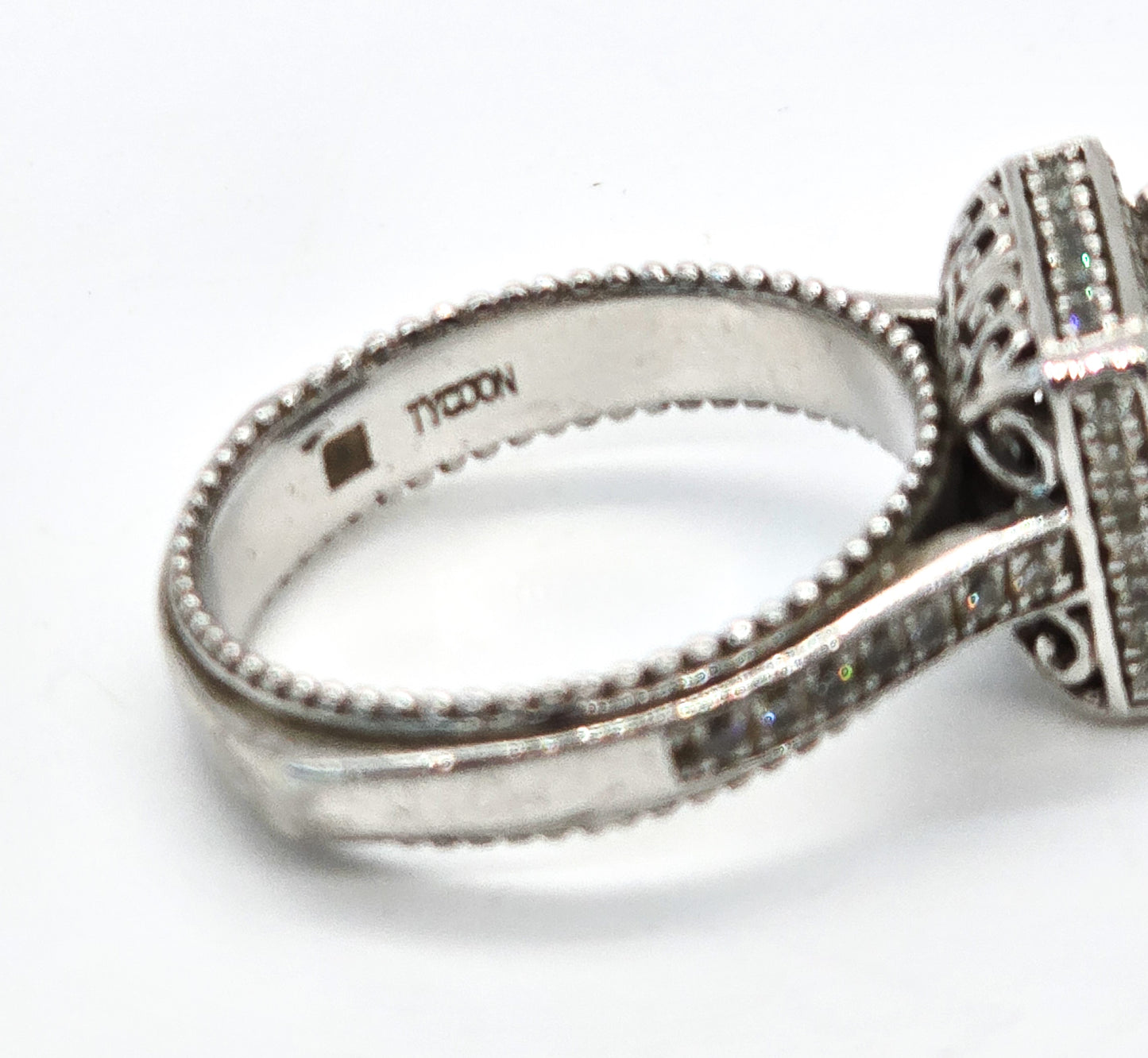 Tycoon Cubic Zirconia Princess cut high end sterling silver ring size 9