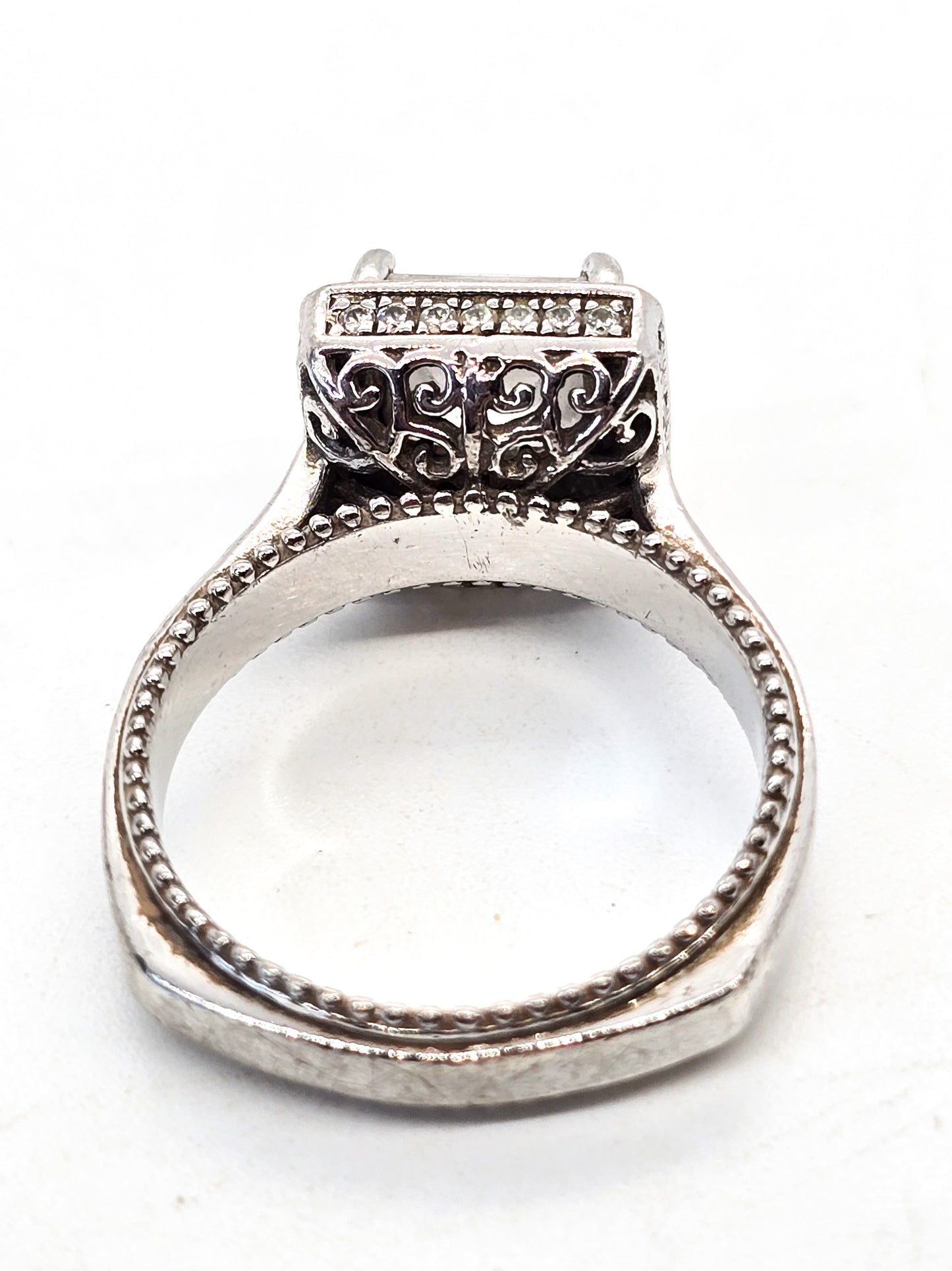 Tycoon Cubic Zirconia Princess cut high end sterling silver ring size 9