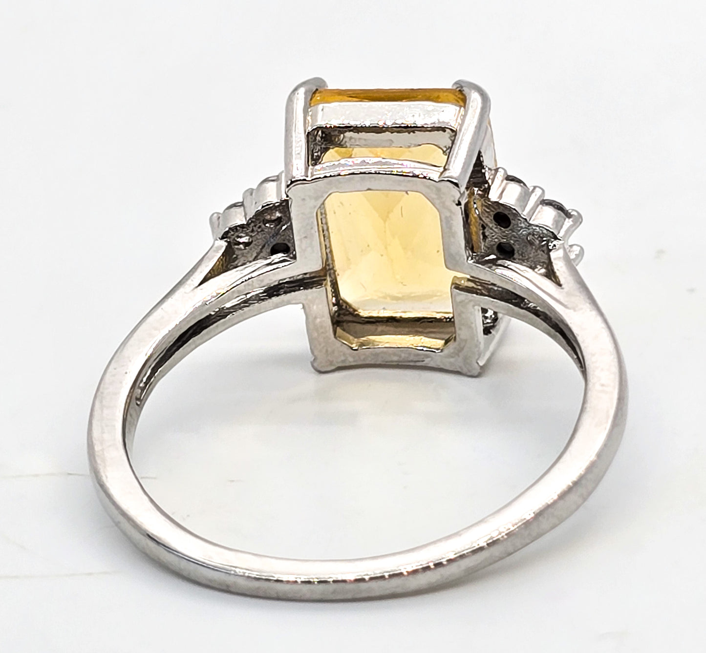 Citrine colored Cubic Zirconia 6ct sterling silver large statement ring size 12