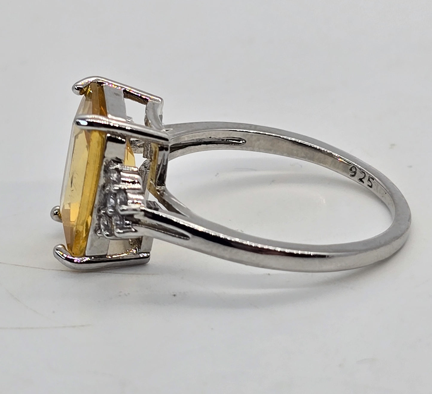 Citrine colored Cubic Zirconia 6ct sterling silver large statement ring size 12