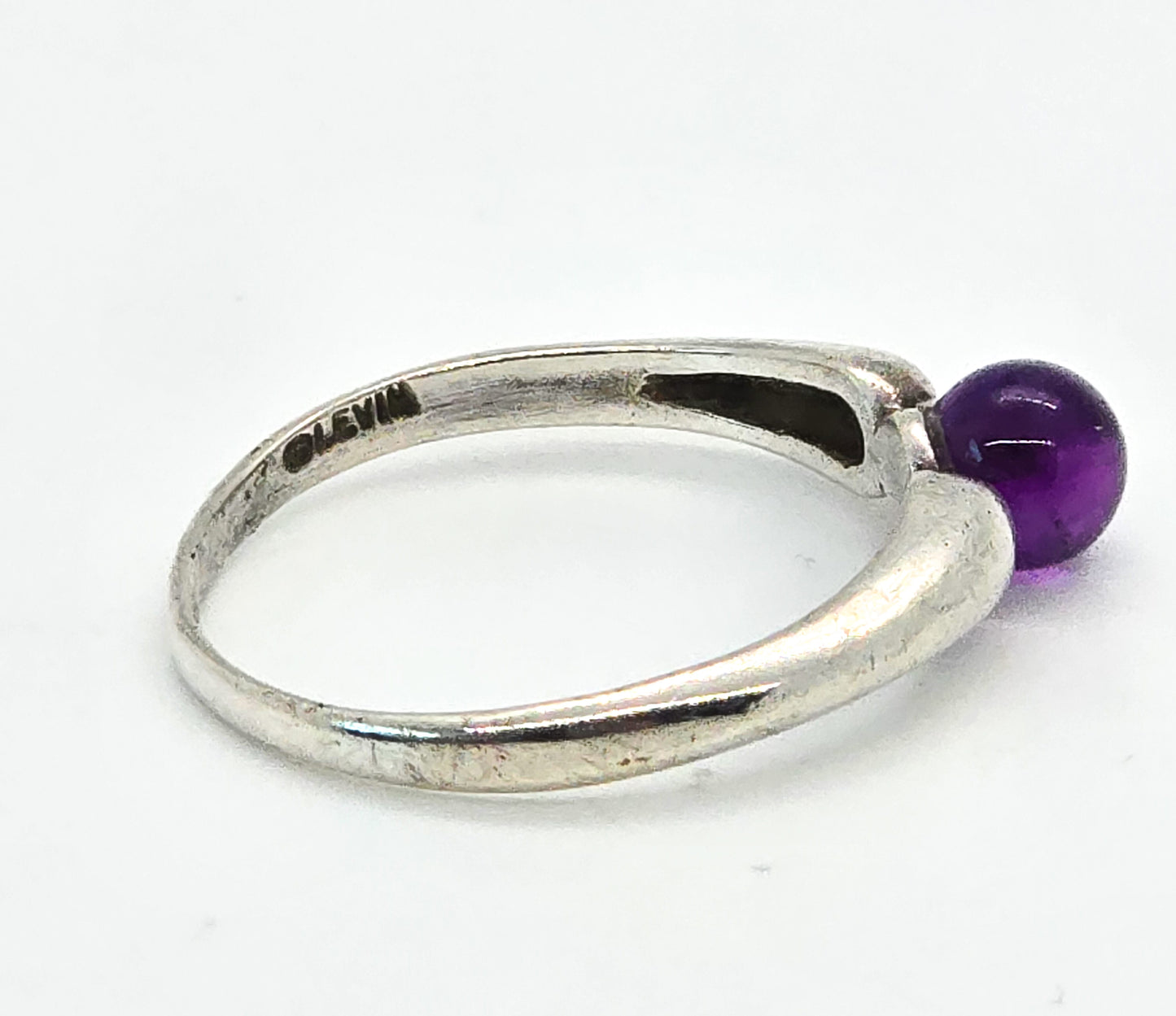 Ed Levin RETIRED purple amethyst gemstone orb vintage sterling silver ring size 7.75
