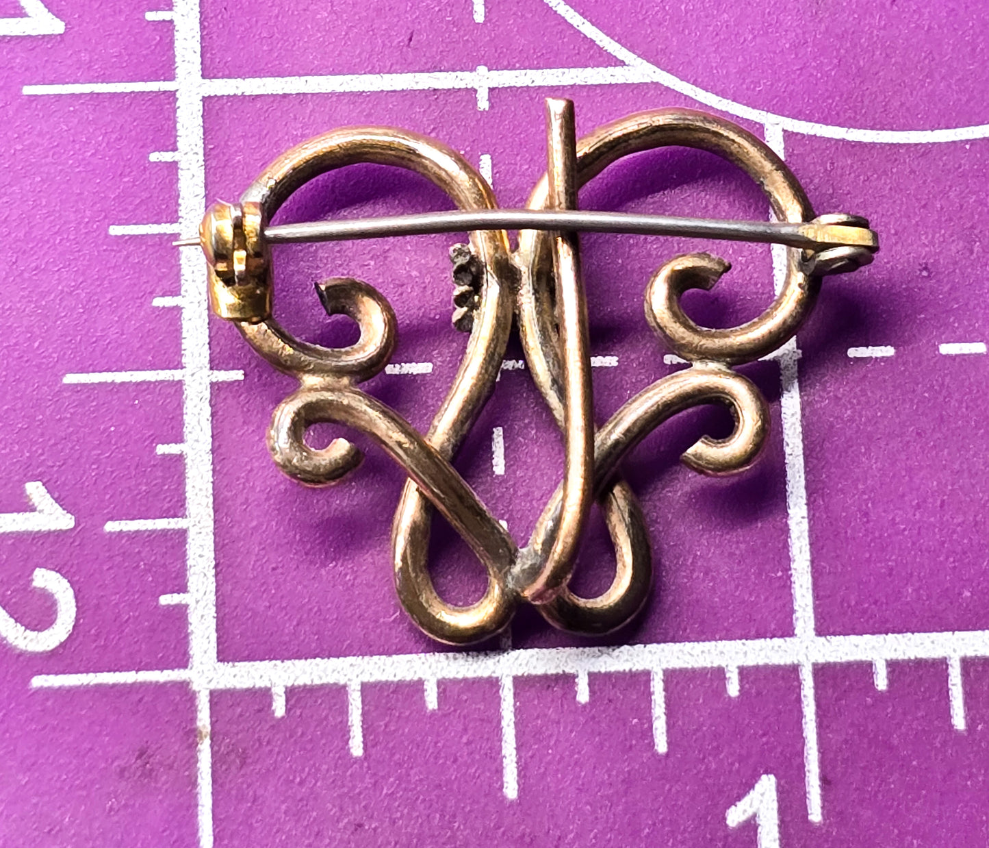 Art Nouveau Antique yellow gold filled embossed watch fob brooch